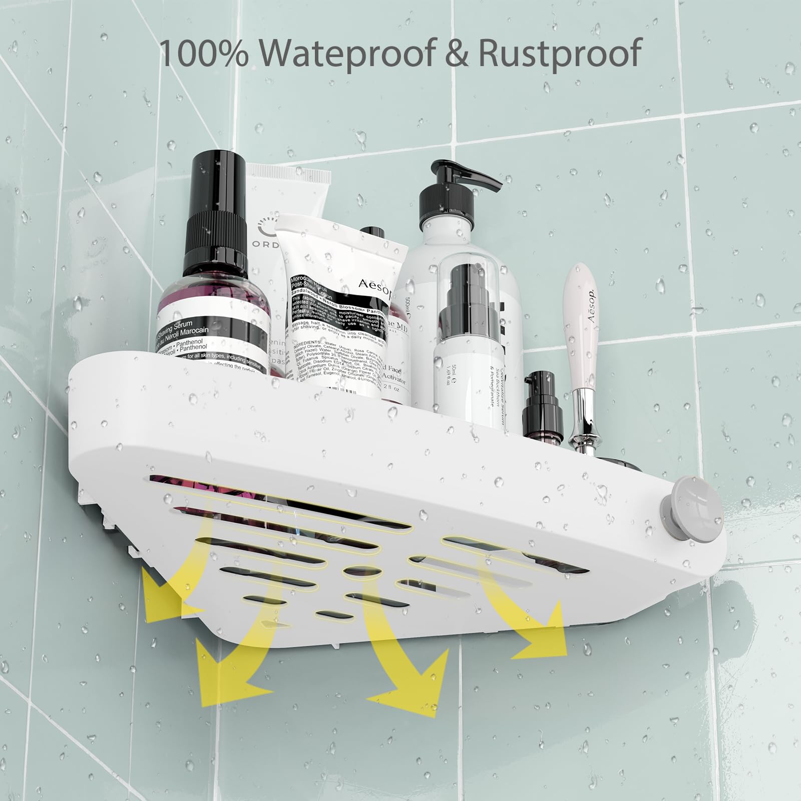 Shower Shelf corner  Bathroom Shower Storage with Adhesive Shower Shelves for Inside Shower  Shampoo Holder for Shower Wall  Plastic corner Shower caddy  4 Pack  White