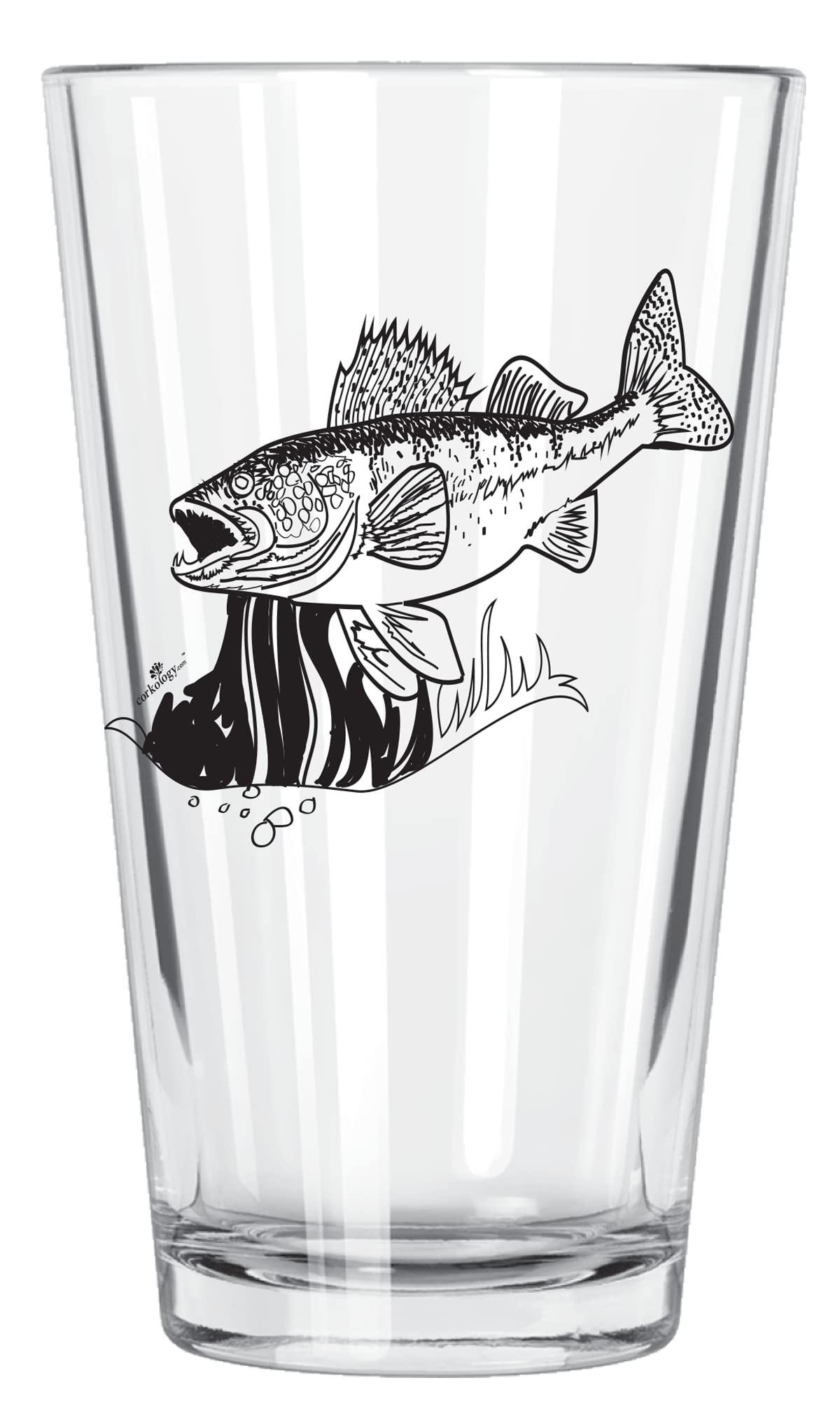 Corkology Walleye Pint Glass, Clear