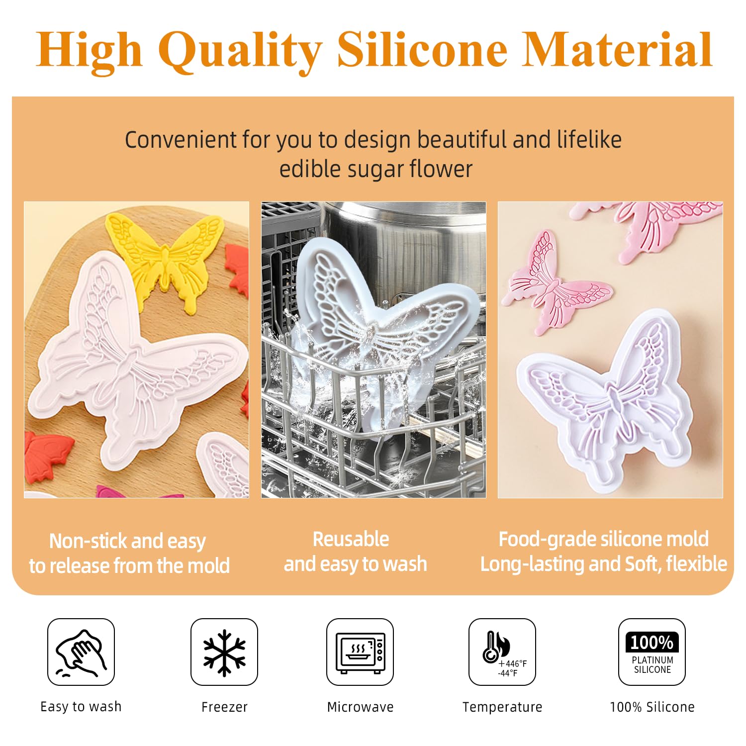 Kalaien 2Pcs Butterfly Sugarcraft Cookie Cutters Diy Embossing Cutter For Cake Decorating