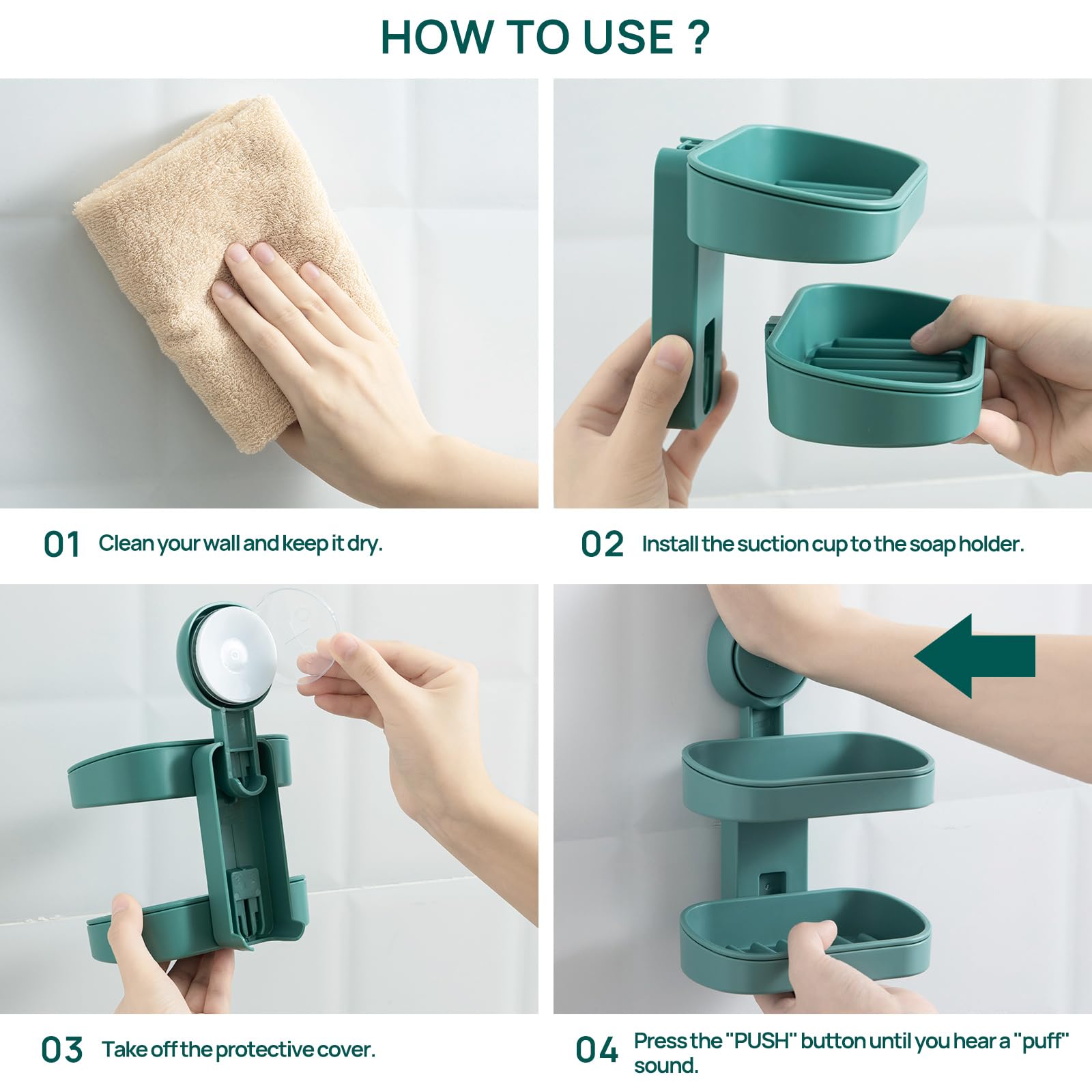 Leverloc Soap Dish Soap Holder For Shower Double Layer Suction Cup Wall Mounted Drill-Free Self-Draining Removable Strong Suctio