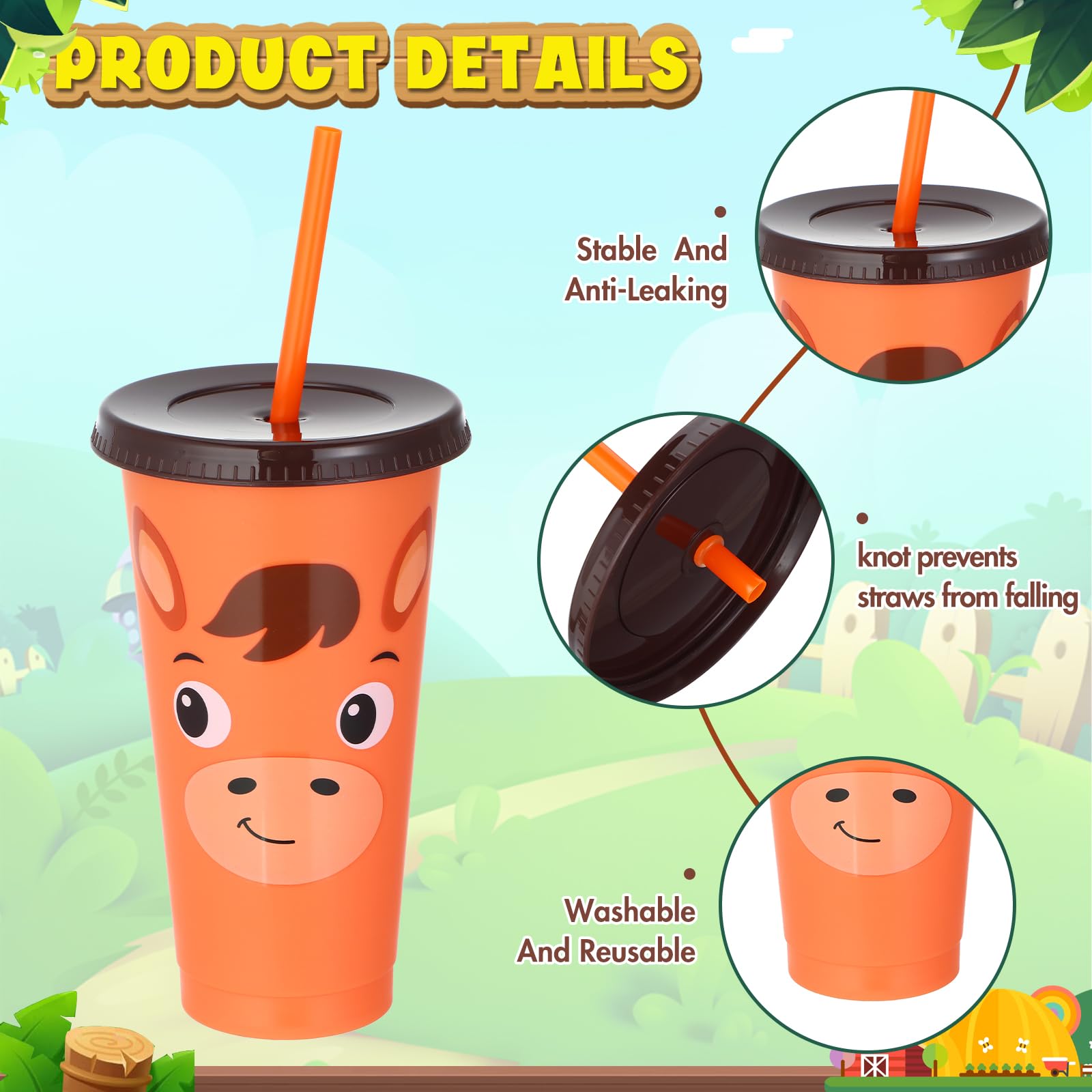 Domensi 24 Pcs Plastic Tumbler With Lid And Straw 24 Oz Reusable Cups Party Favors Coffee Cup Bulk Water Bottle For Kids Birthda