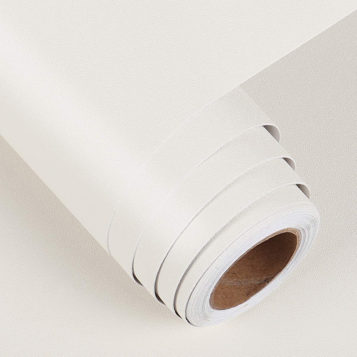 Funstick Thick Off White Wallpaper Peel And Stick For Bedroom Kitchen Cabinets Matte White Contact Paper Waterproof Self Adhesiv