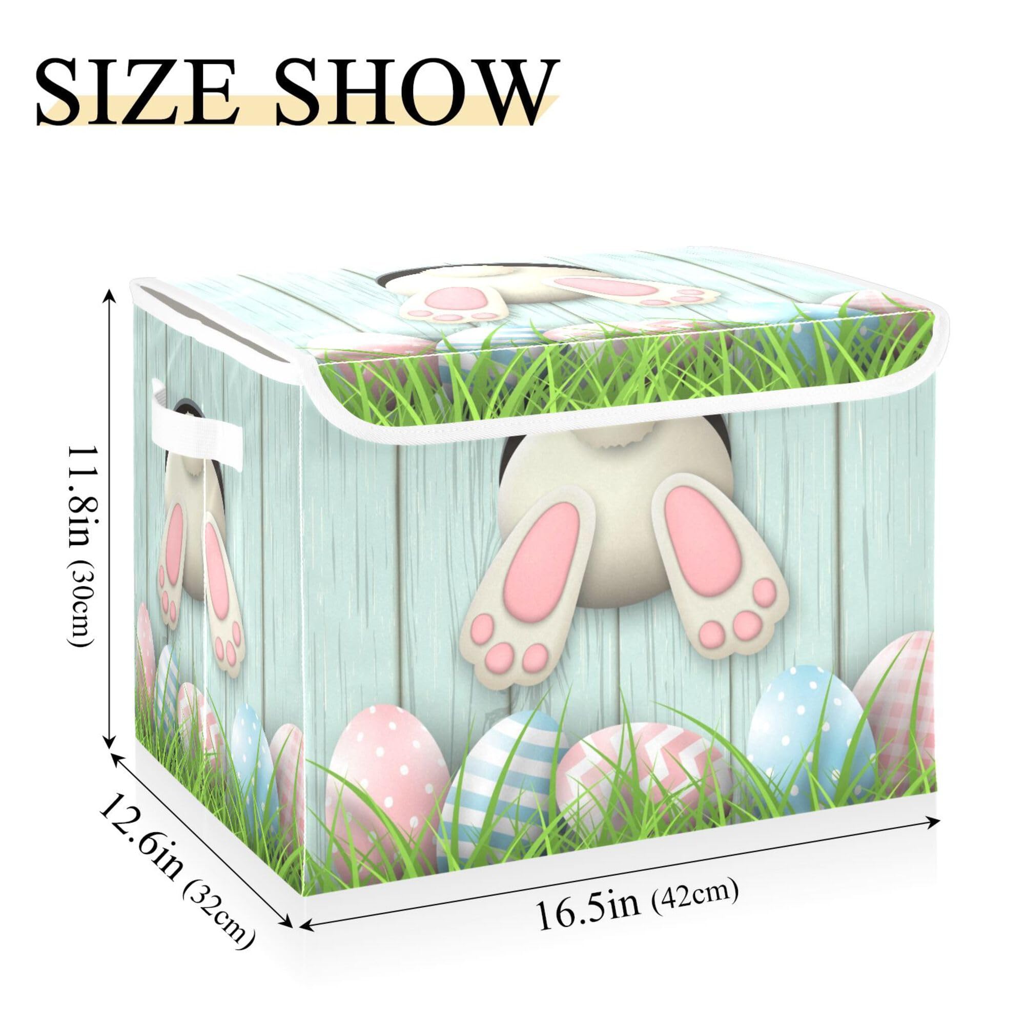 Xigua Easter Bunny Storage Bins With Lids And Carrying Handle,Foldable Storage Boxes Organizer Containers Baskets Cube With Cove
