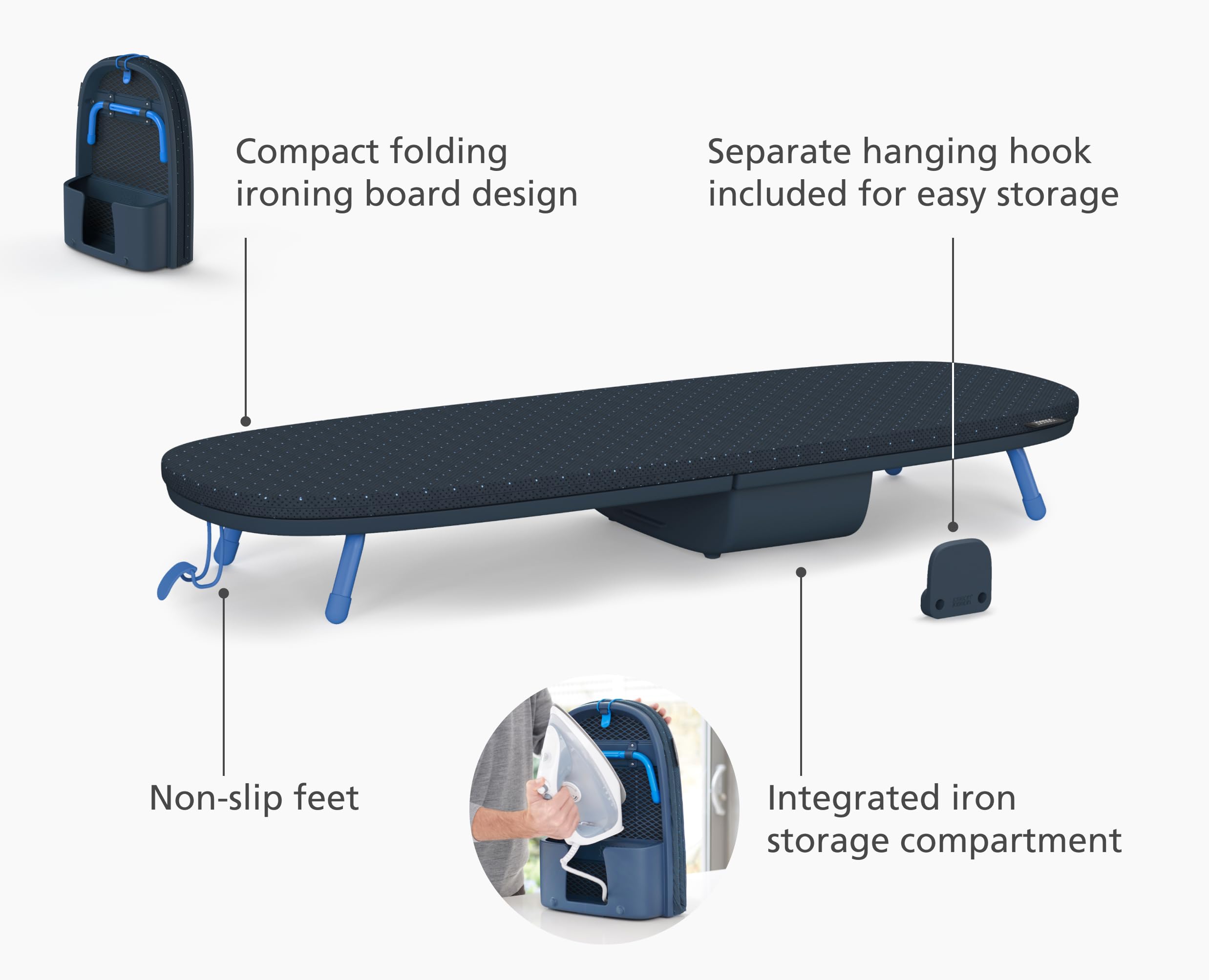 Joseph Joseph Folding Space-Saving  compact Table-top Ironing Board  BlackBlue