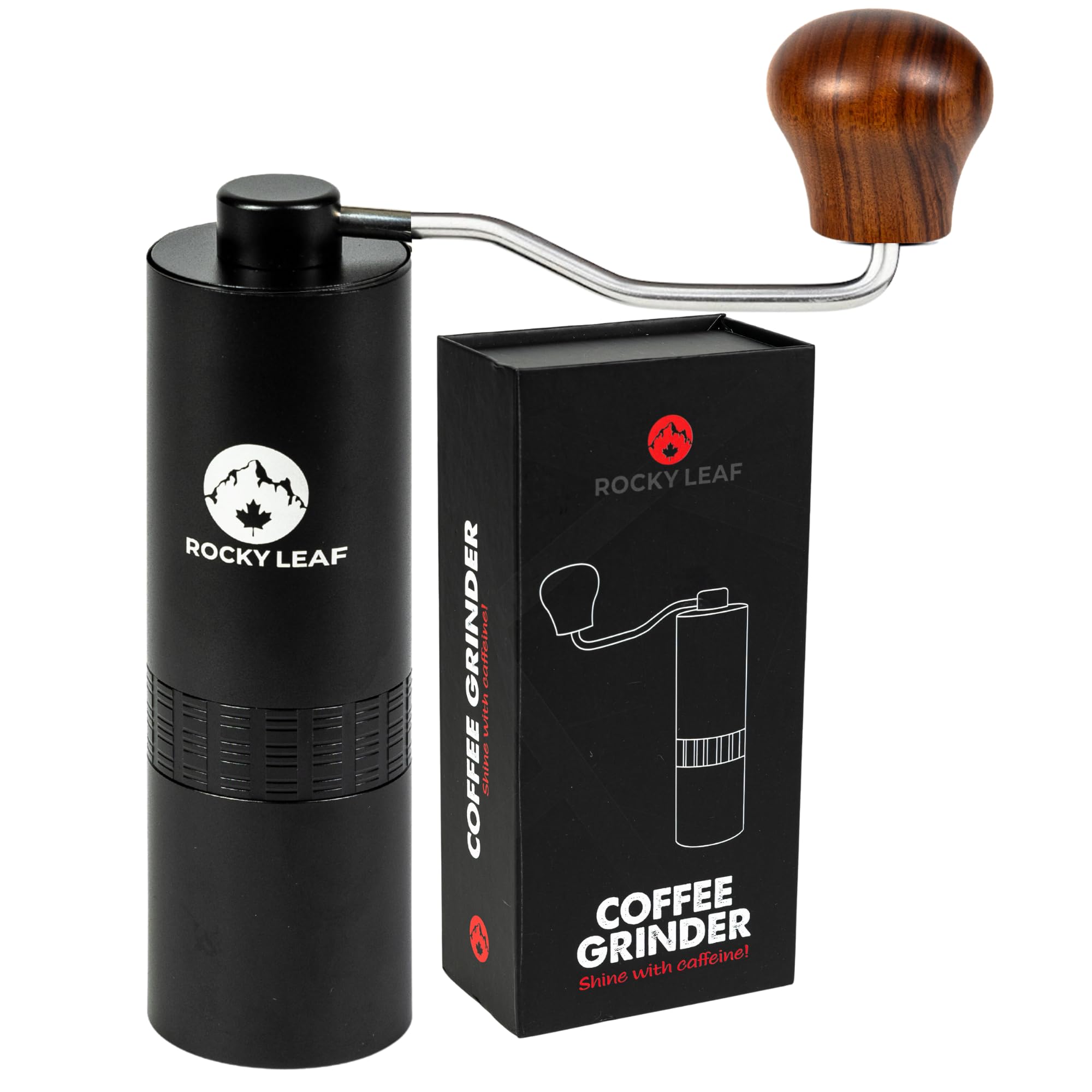 Rocky Leaf Manual Coffee Grinder, Capacity 25G With Adjustable Stainless Steel Burr Coffee Grinder Manual, Faster Grinding Espre