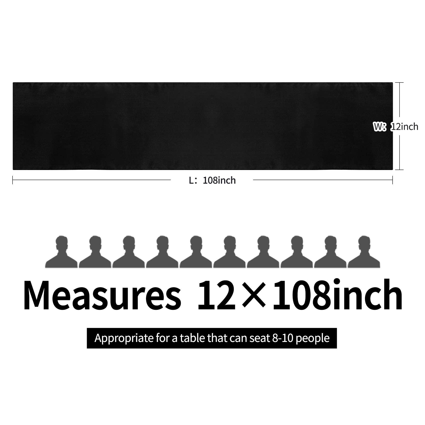 10-Pack Satin Table Runner Black 12 X 108 Inches Long, Table Runners For Wedding, Birthday Parties, Banquets Decorations(10 Pack