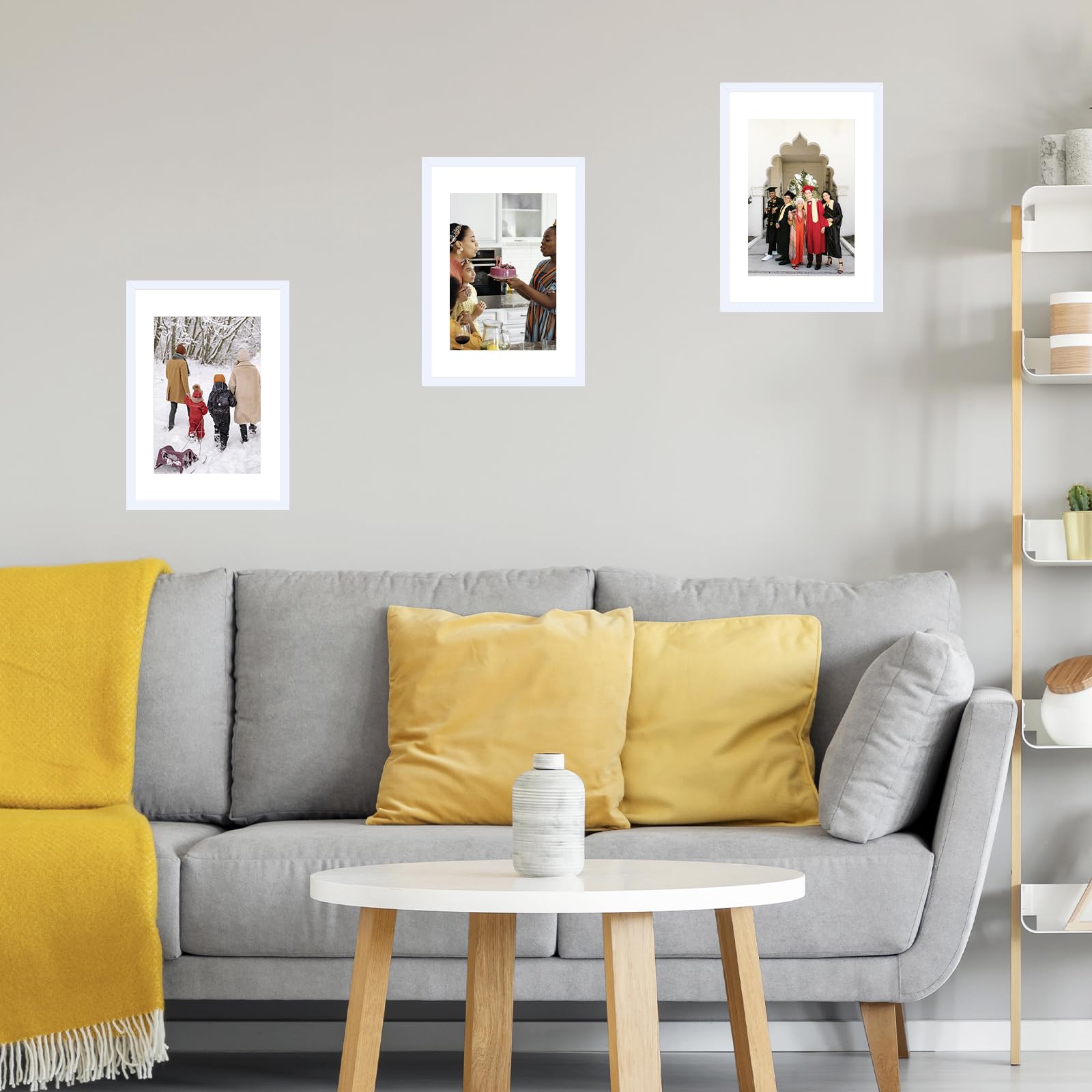 JCJMY 16.5x23.4 A2 Picture Frame White with 11.7x16.5 A3 Mat, Display Photo 11.7x16.5 with Mat or 16.5 x 23.4 Without Mat, Wall