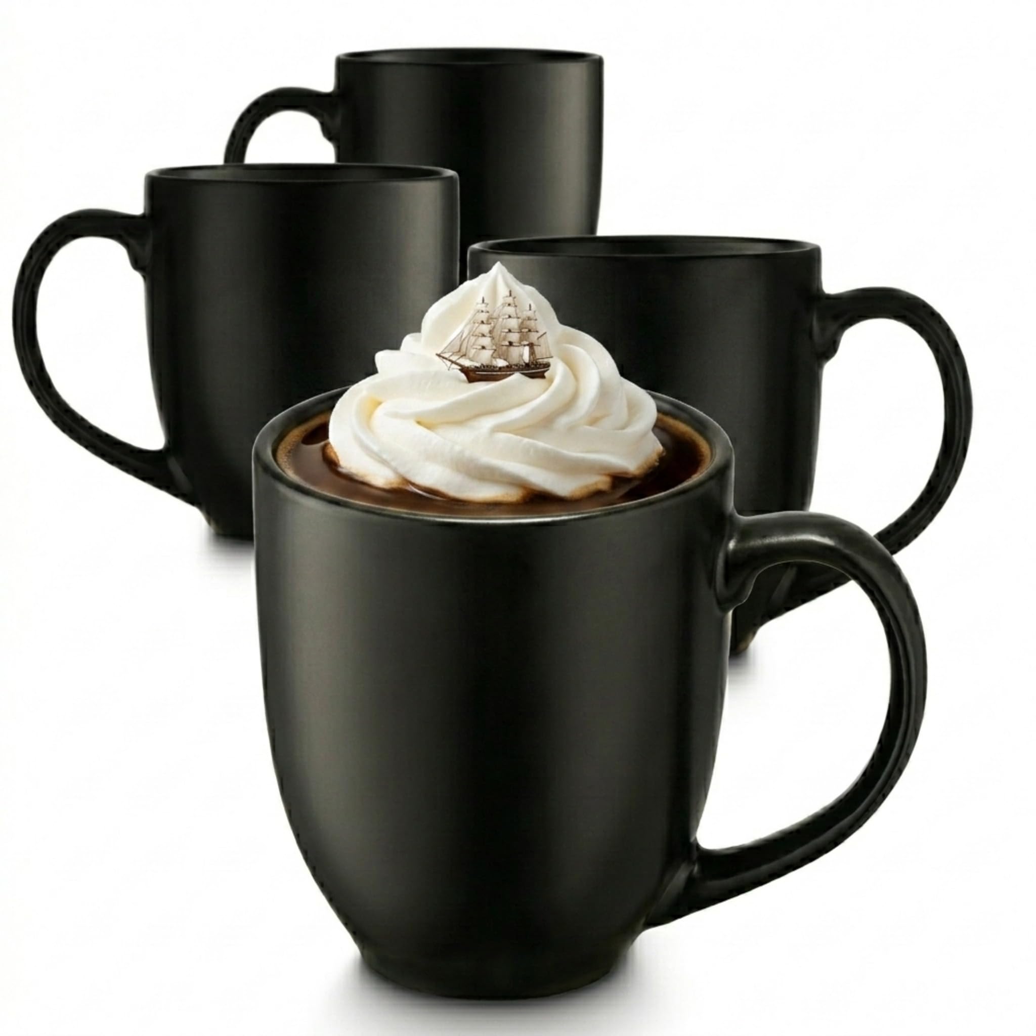 Godinger Coffee Mugs Set, Large Coffee Mug Tea Cup Hot Beverage Large Cups  16oz., Set of 4