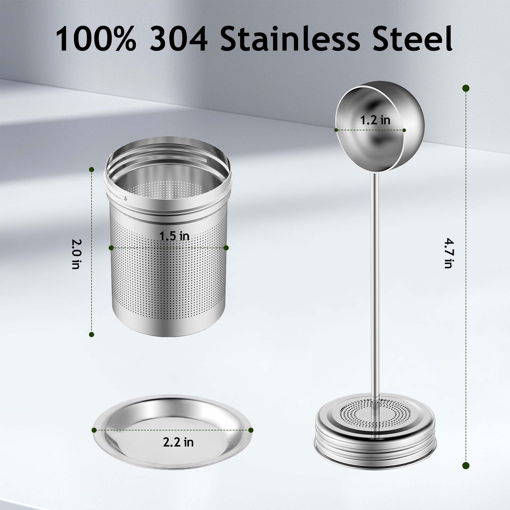 House Again 2 Pack 2 In 1 Tea Infuser For Loose Tea, Ultra Fine Mesh Tea Ball Strainer With Spoon, Updated 304 Stainless Steel,