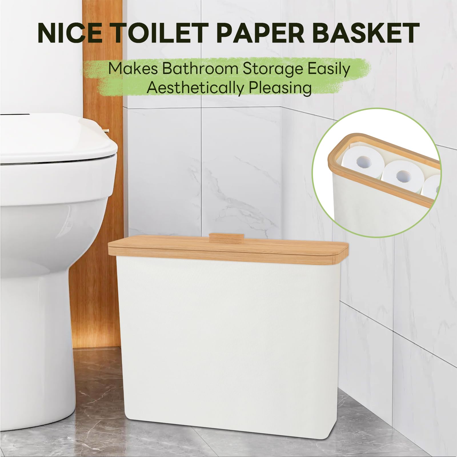 Toilet Paper Storage Basket, Toilet Paper Organizert For Bathroom Storage, Bamboo Basket Bin For Toilet Tank, Toilet Paper Holde
