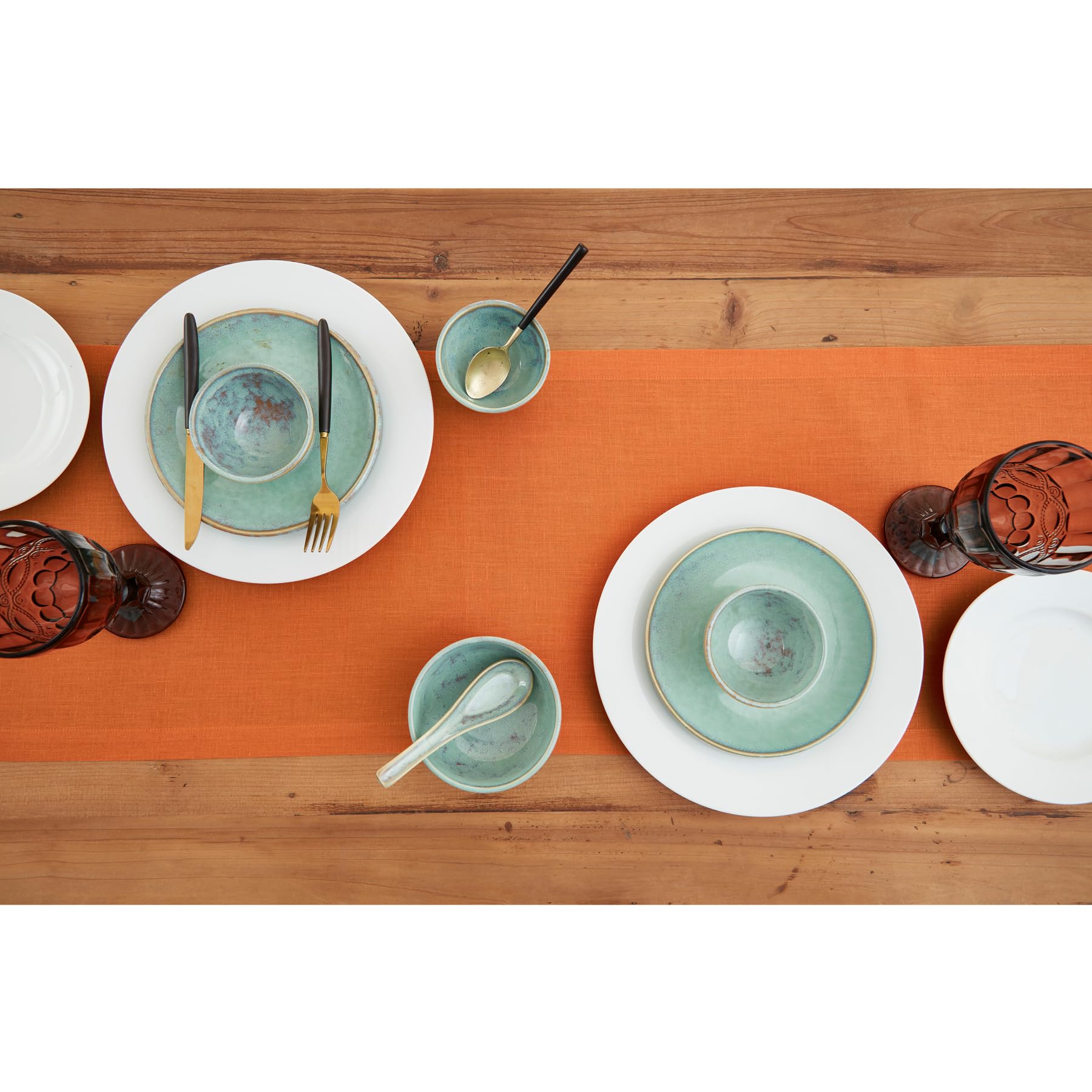 Solino Home Linen Pumpkin Table Runner 120 Inches Long - Fete, 100% Pure Linen Dining Table Runner 14 X 120 Inch Ideal For Weddi