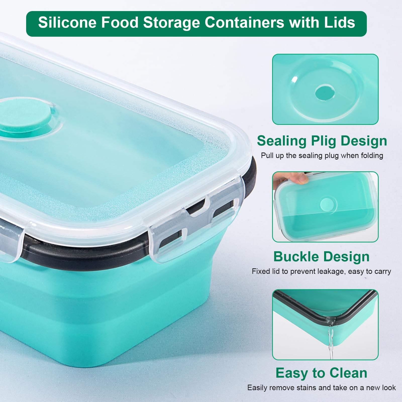 8 Pack Collapsible Food Storage Containers With Lids, Collapsible Storage Containers Sets Silicone Collapsible Bowls For Camping