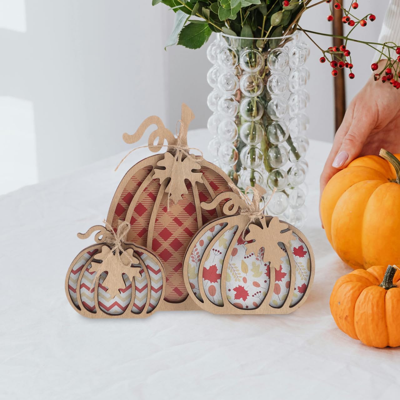 Fall Wooden Pumpkin Hanging Sign: 1 Set Autumn Wall Table Signs Decor for Home Thanksgiving Farmhouse Living Room Harvest