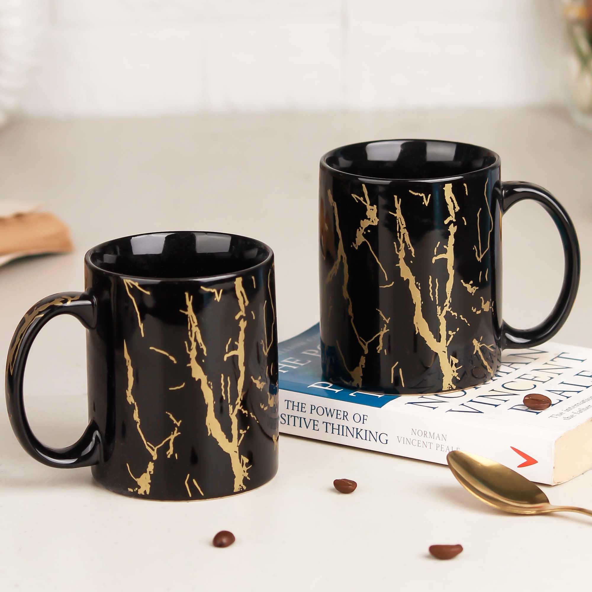 The Earth Store 370Ml Black Copper Pipe Mug, Handmade Ceramic Mug For Coffee, Tea, Microwave Safe Ceramic Coffee Mug For Every O