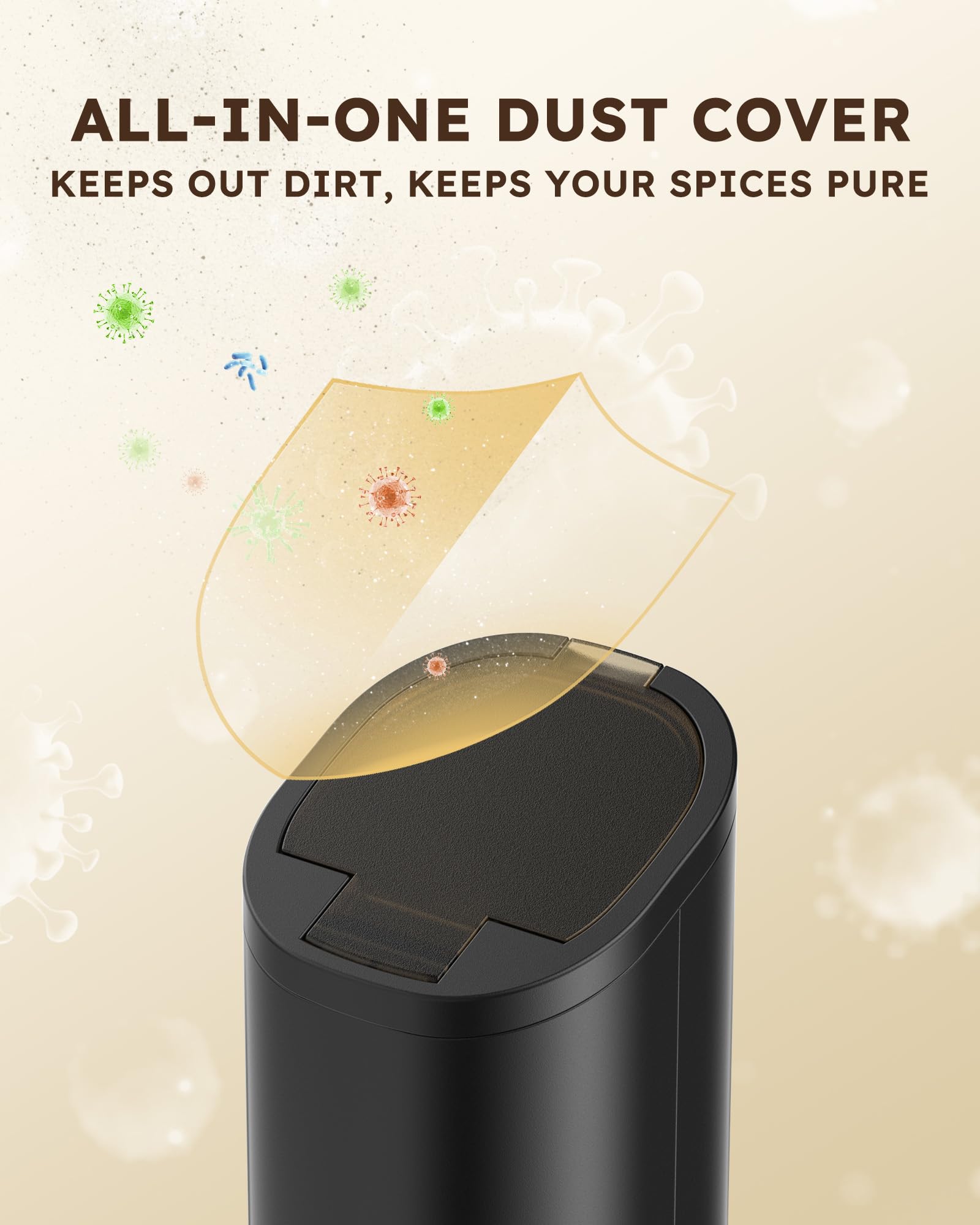 Sangcon Gravity Electric Salt and Pepper Grinder Set Rechargeable with Dust Cover, Large Capacity, Adjustable Coarseness, LED Li