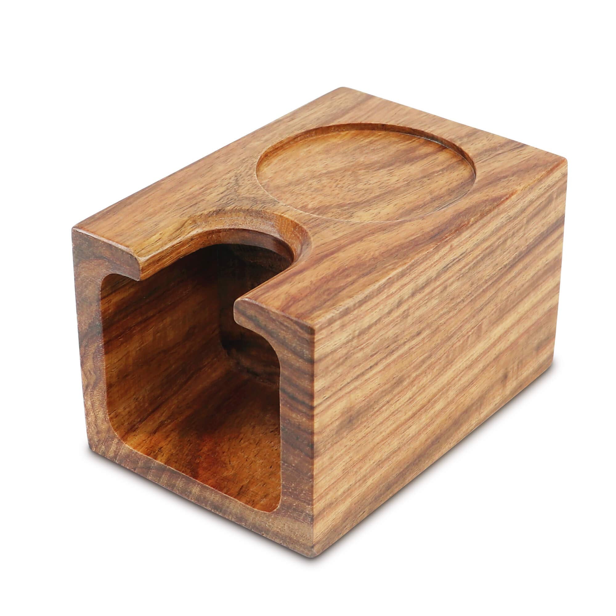 Tamper Station 58Mm, 58Tamping Base Made Of Yellow Rosewood, Tamping Station For Preparation With Screen Carrier Machine Or Espr