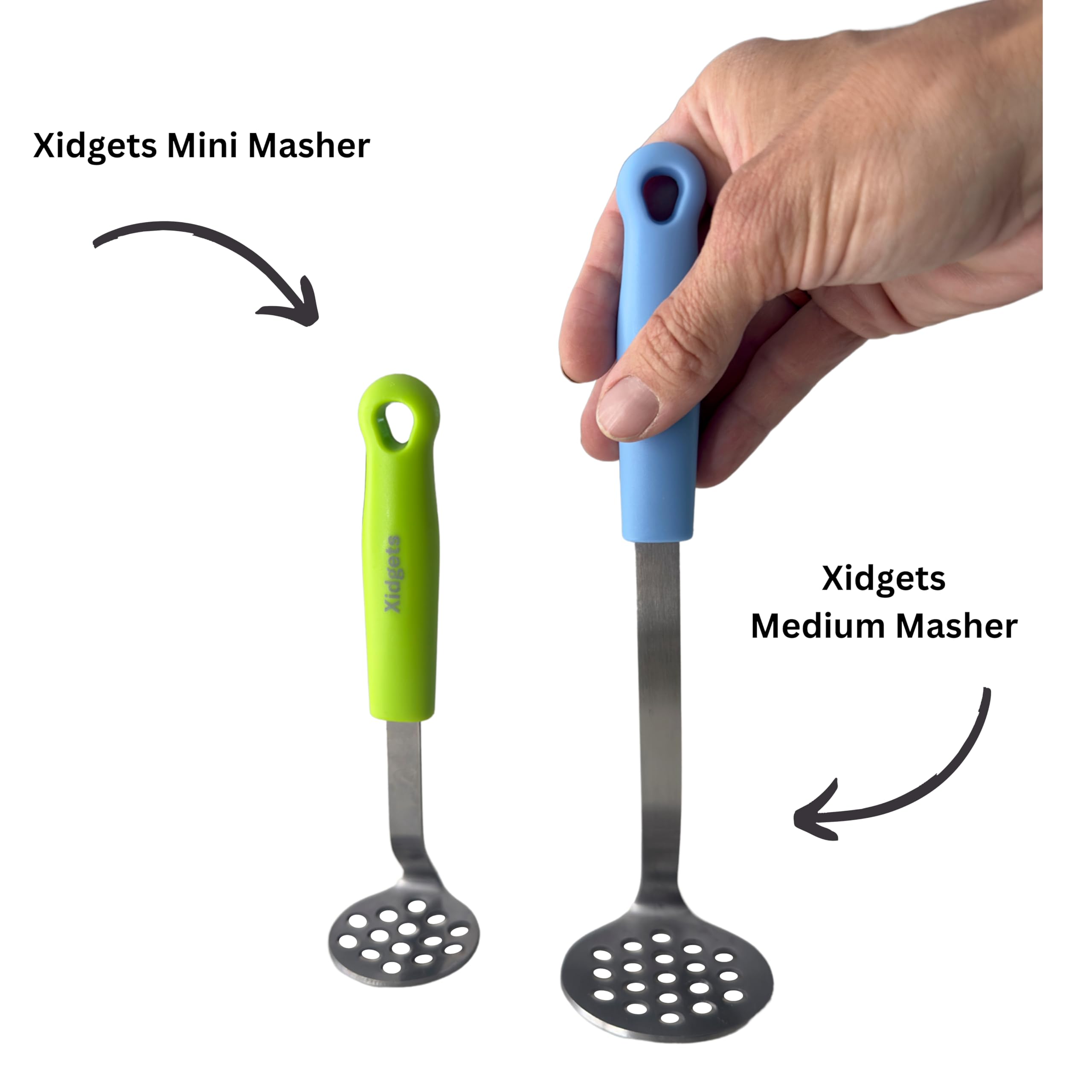 Medium Small Potato Masher Egg & Avocado Masher. Sturdy Design, Comfortable Grip, Dishwasher Safe. Stainless Steel, Lightweight