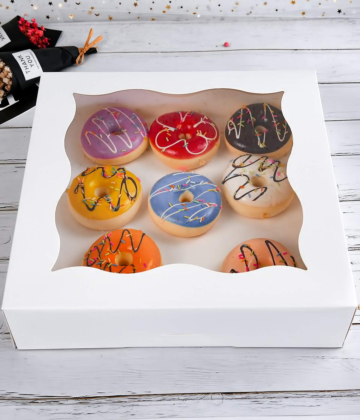 Cherry 15-Pack 12''X12''X3''White Bakery Boxes With Pvc Window For Pie And Cookies Boxes Large Natural Paper Box,Pack Of 15