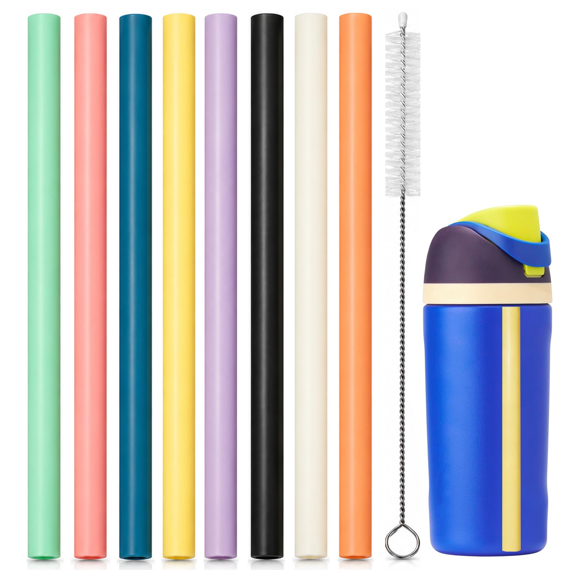 Dakoufish Replacement Straws For Owala 16oz Water Bottle,8 Pack BPAFree Reusable Plastic Straws With Cleaner Brush, Dishwasher 