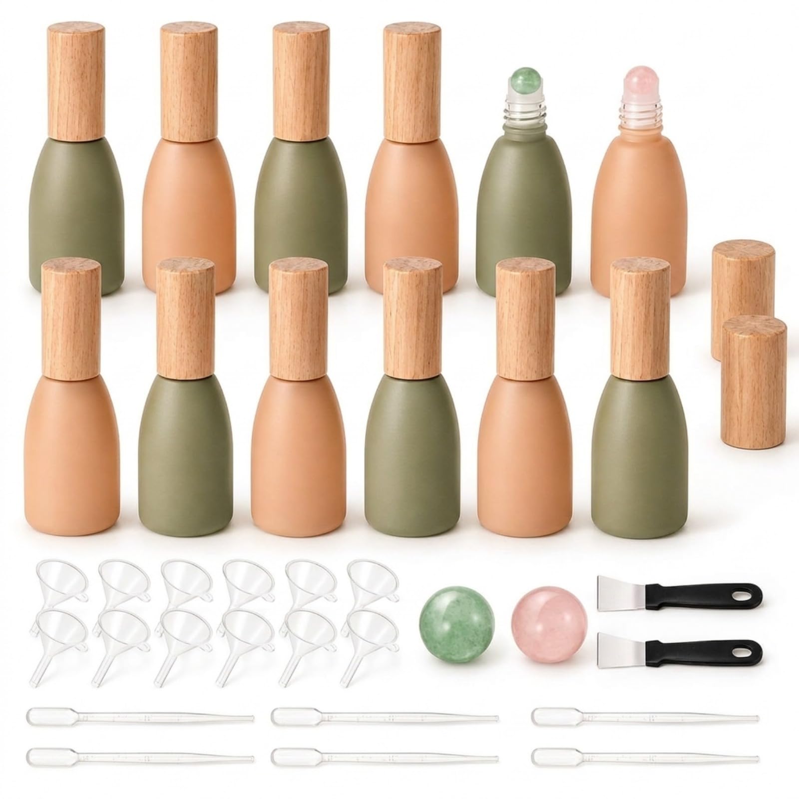 Domensi 12 Pack Mini Essential Oils Roller Bottles with Crystal Ball, Glass