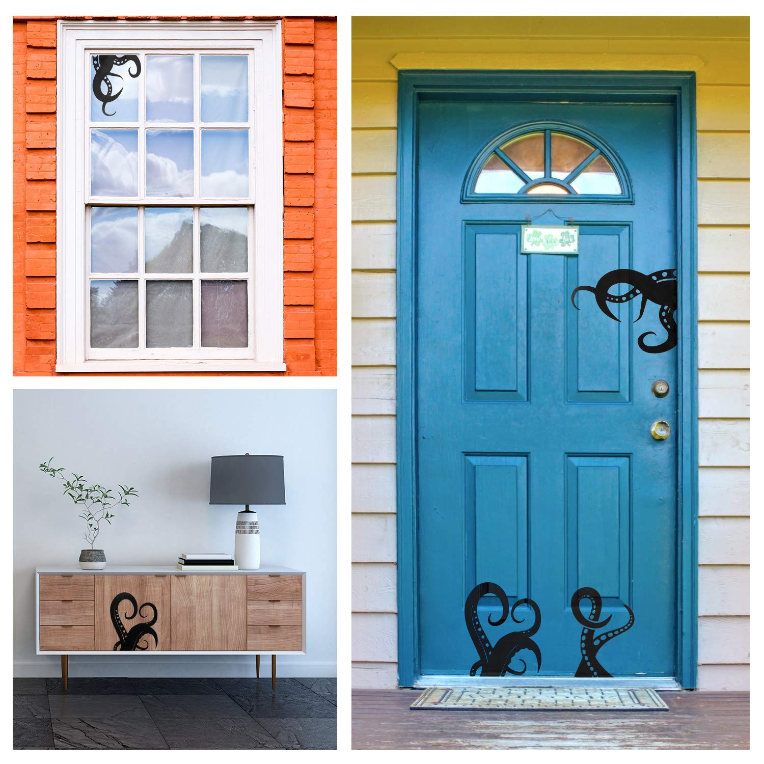 15 Pieces Kraken Octopus Toilet Tentacles Wall Decals Decor Sticker Octopus Toilet Home Decal Black Sea Creature Wall Art Sticke