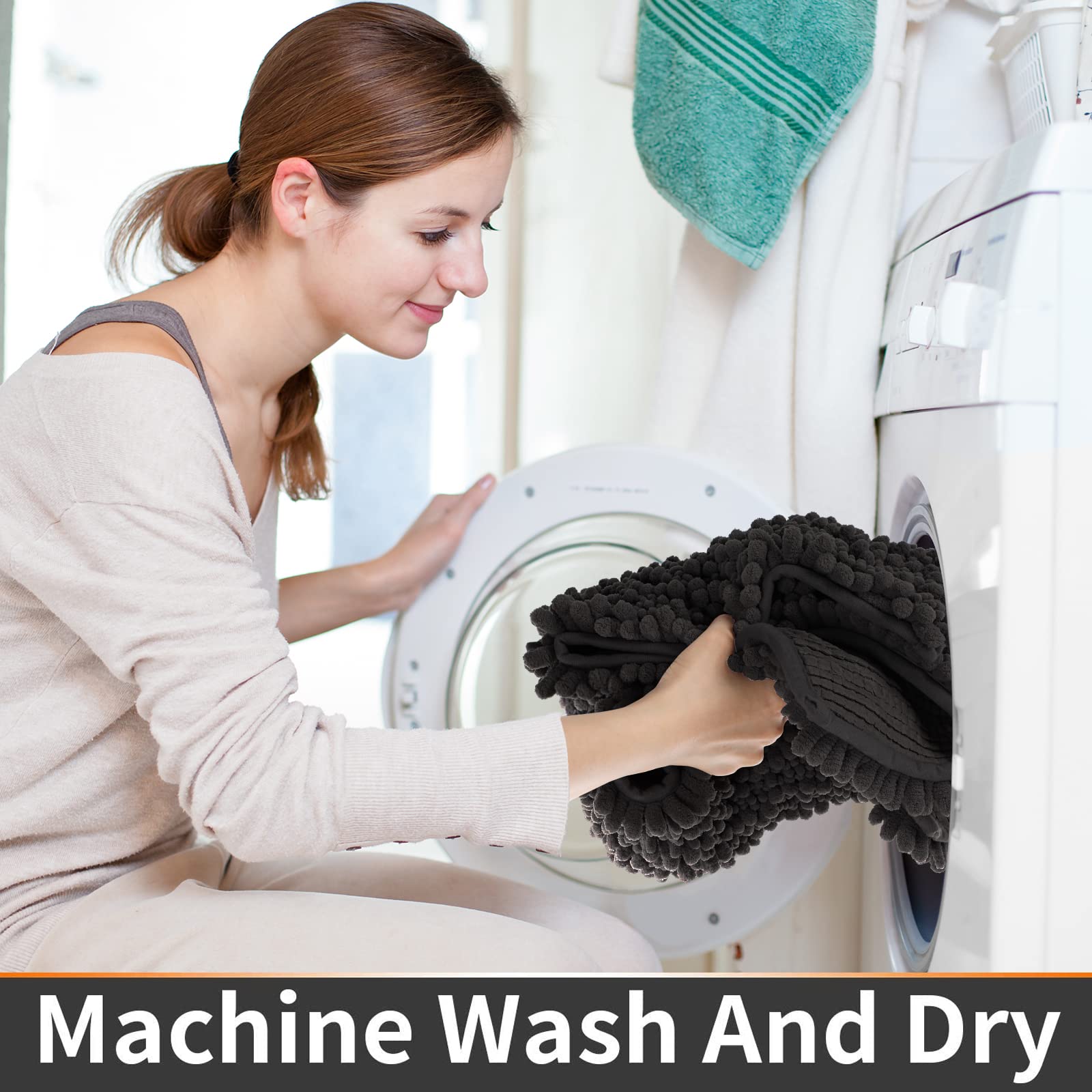 Yimobra Luxury Shaggy Toilet Bath Mat U-Shaped Contour Rugs for Bathroom  24.4 X 20.5 Inches  Soft and Comfortable  Maximum Absorbent  Dry Quickly  Non-Slip  Machine-Washable  Black