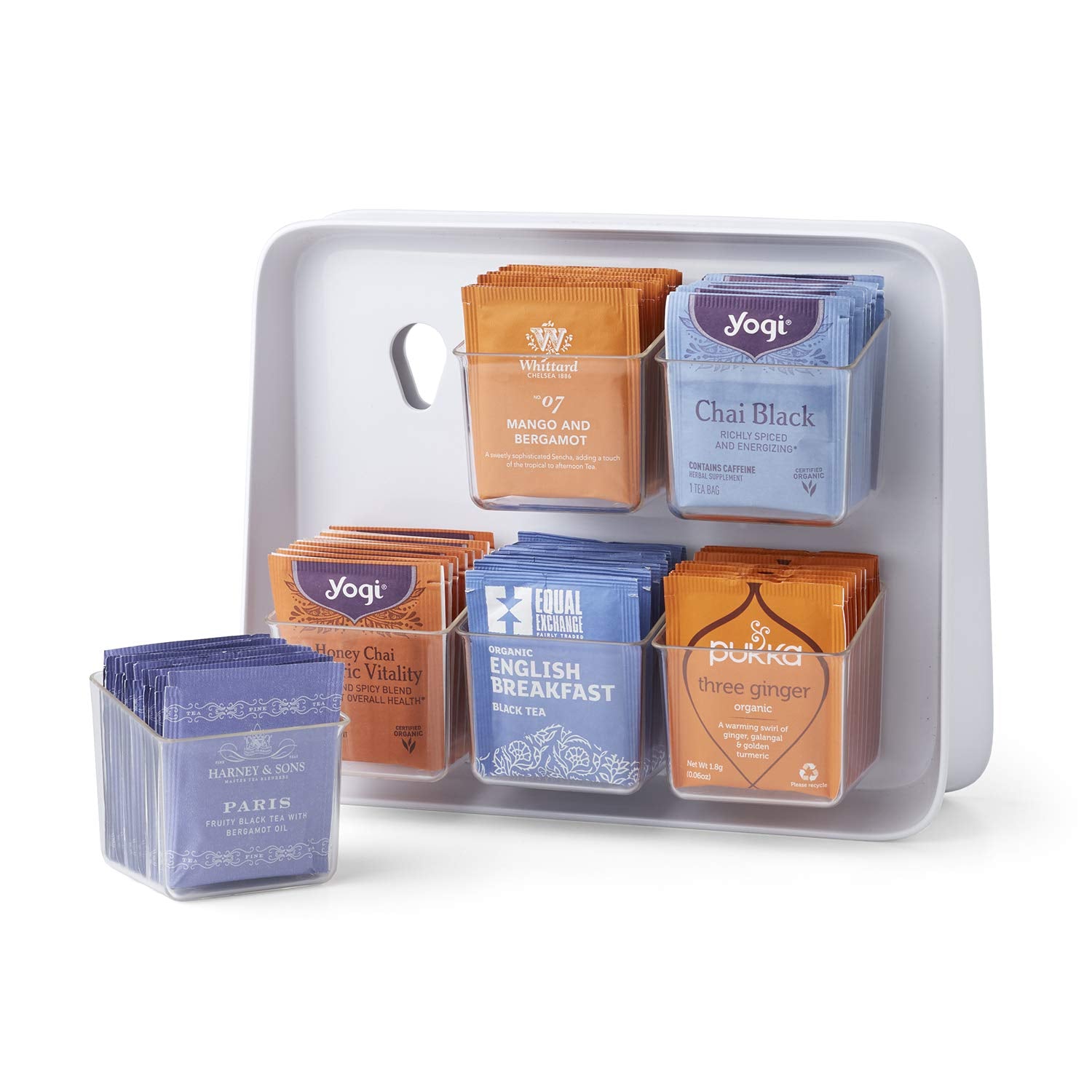 Youcopia Teastand Tea Bag Organizer With Clear Removable Bins, Cabinet Or Pantry Storage Caddy, 120-Bag