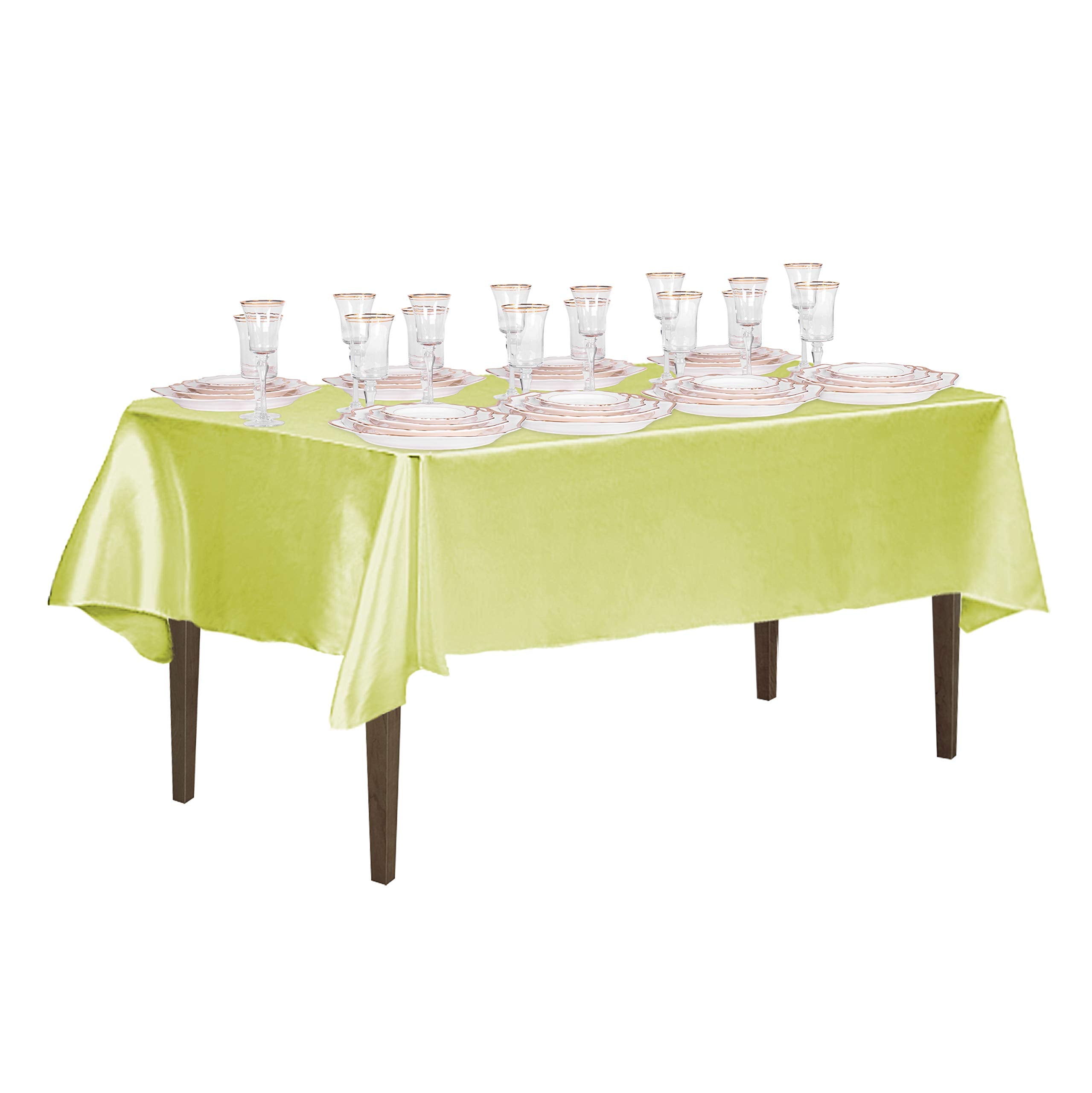 Linentablecloth 60 X 126-Inch Rectangular Satin Tablecloth Tea Green