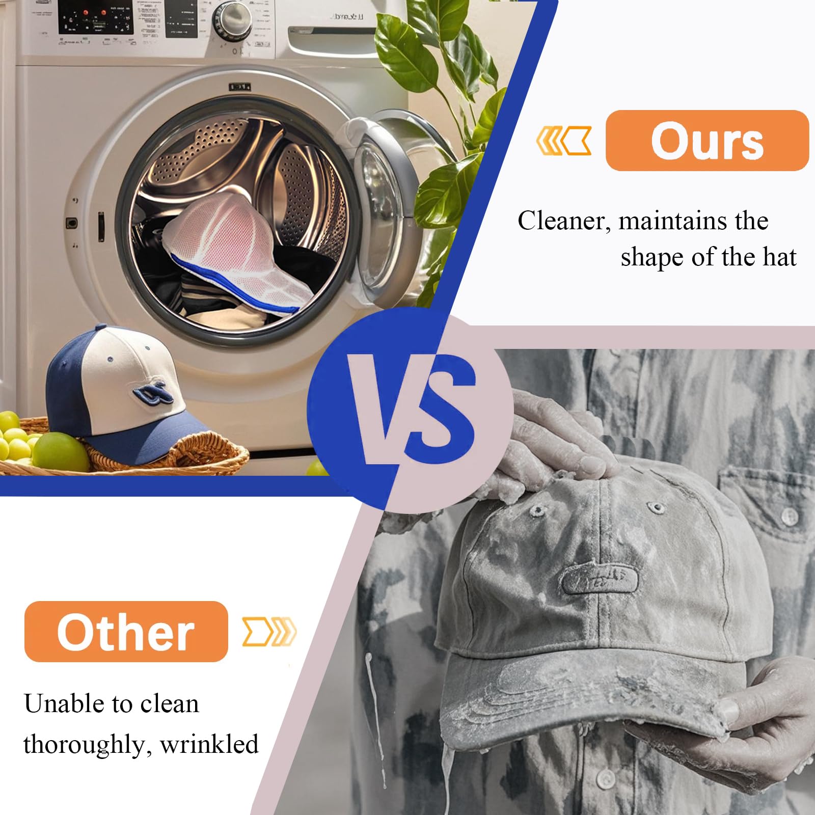 Hat Washer Cage For Washing Machine, Baseball Cap Washing Cage With Laundry Mesh Bag, Hat Cleaner For Flat & Curved Hats, Hat Ho