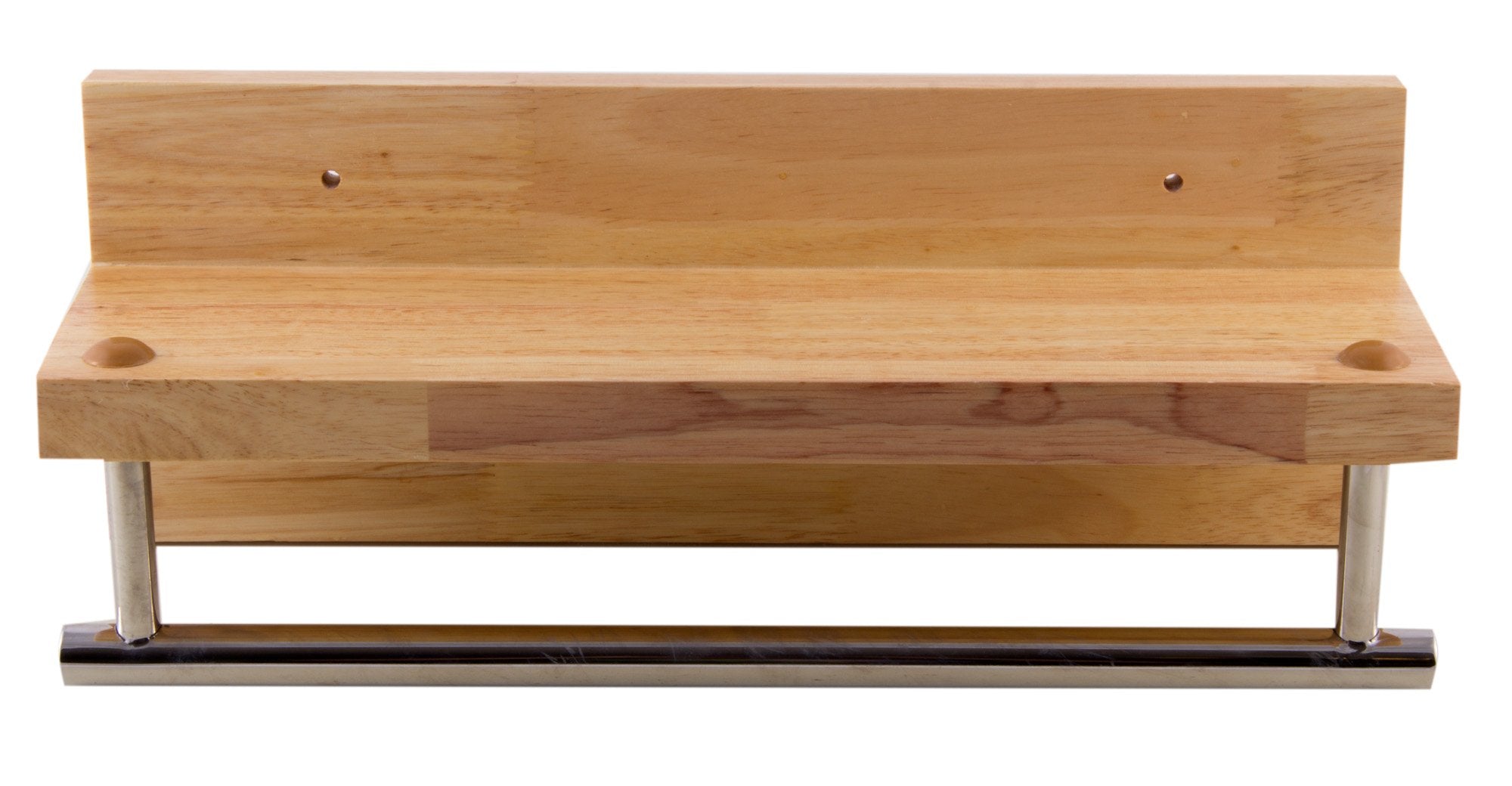 Alfi Brand Ab5511 16'' Wooden Shelf With Chrome Towel Bar Bathroom Accessory, Natural Wood
