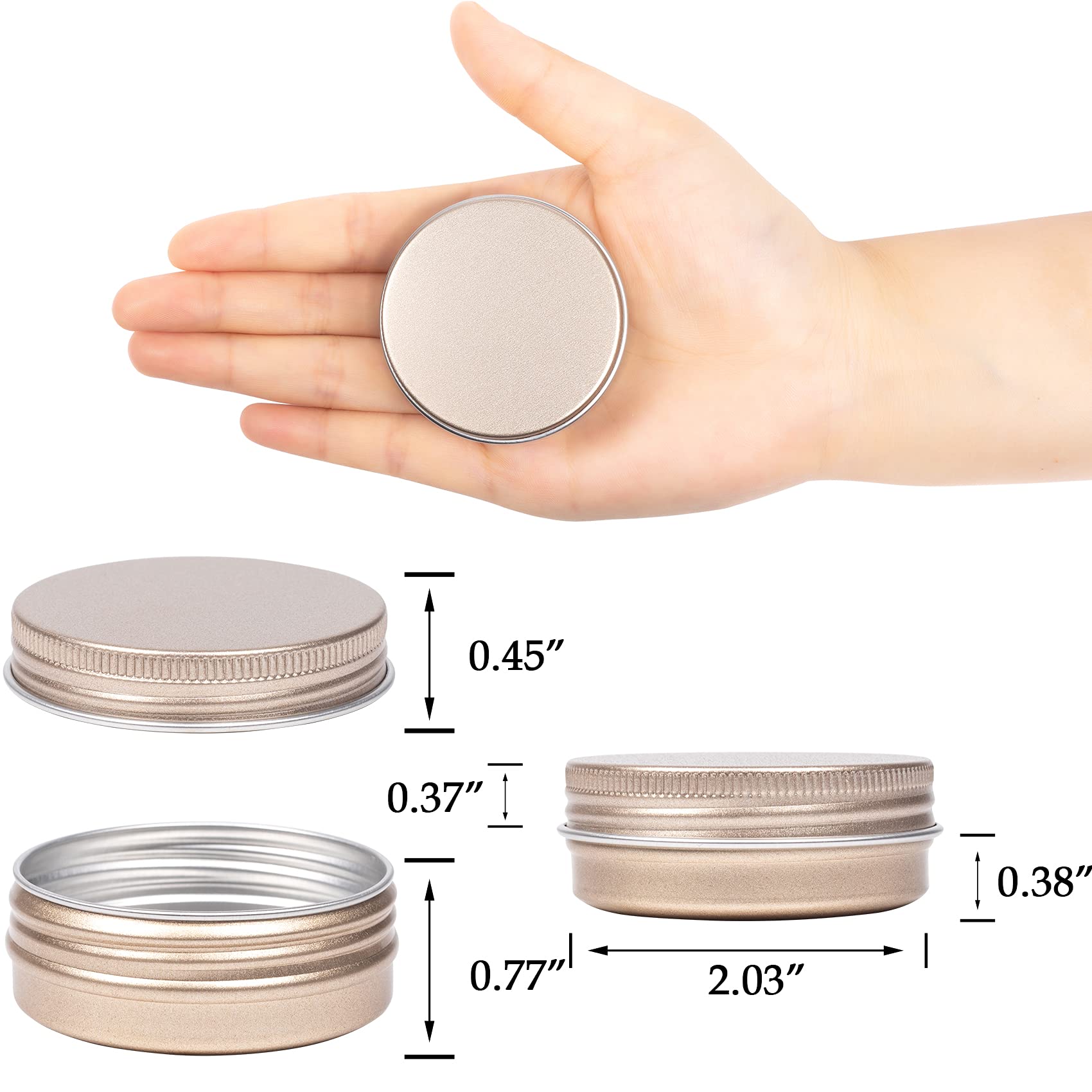 1 Oz / 30Ml Screw Top Aluminum Tin Jar With Screw Lid And Blank Labels (Black - Pack Of 32)