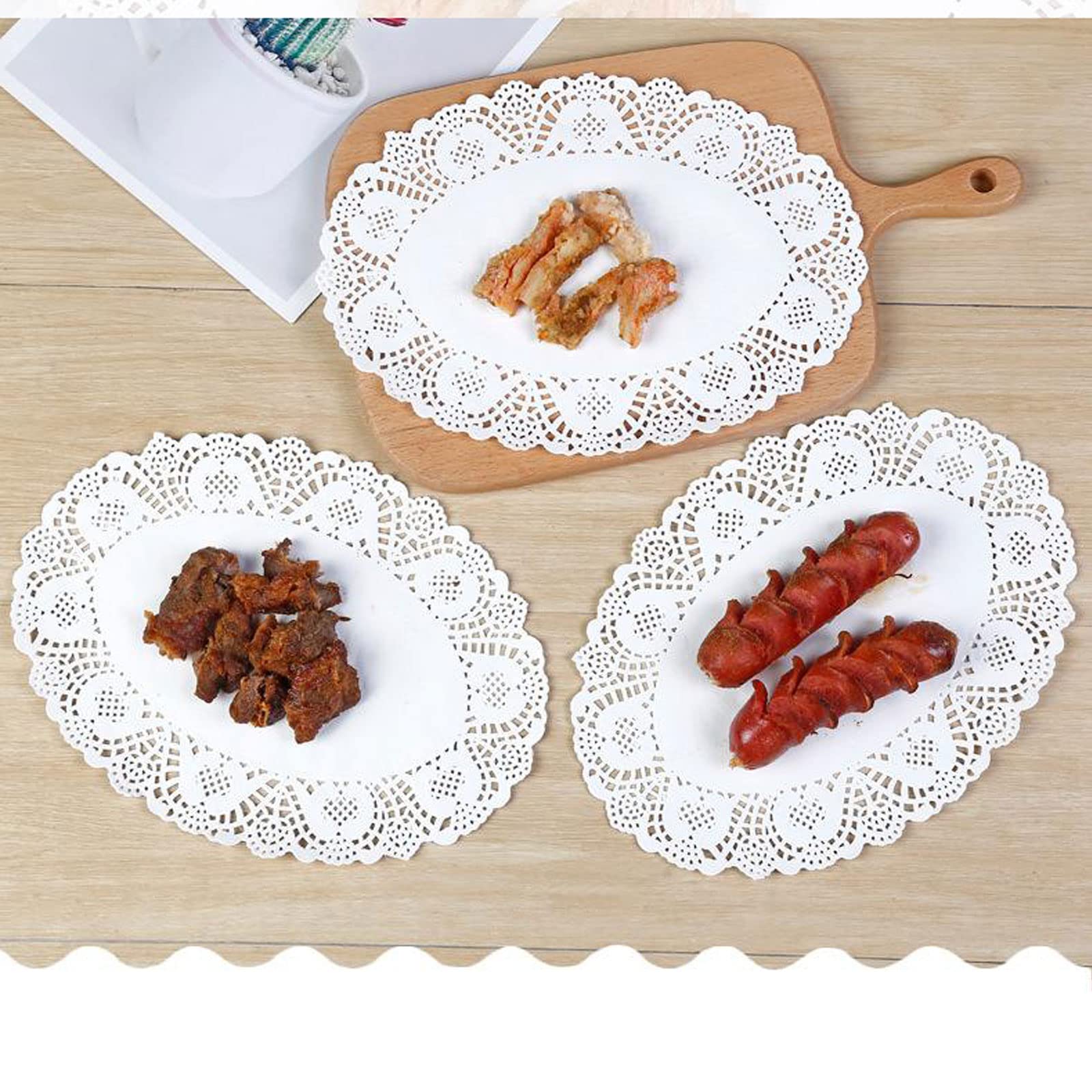 Tim&Lin White Lace Paper Doilies - 8 Inch X 12 Inch Oval Round Paper Doilies - Disposable Paper Placemats - For Wedding, Birthda