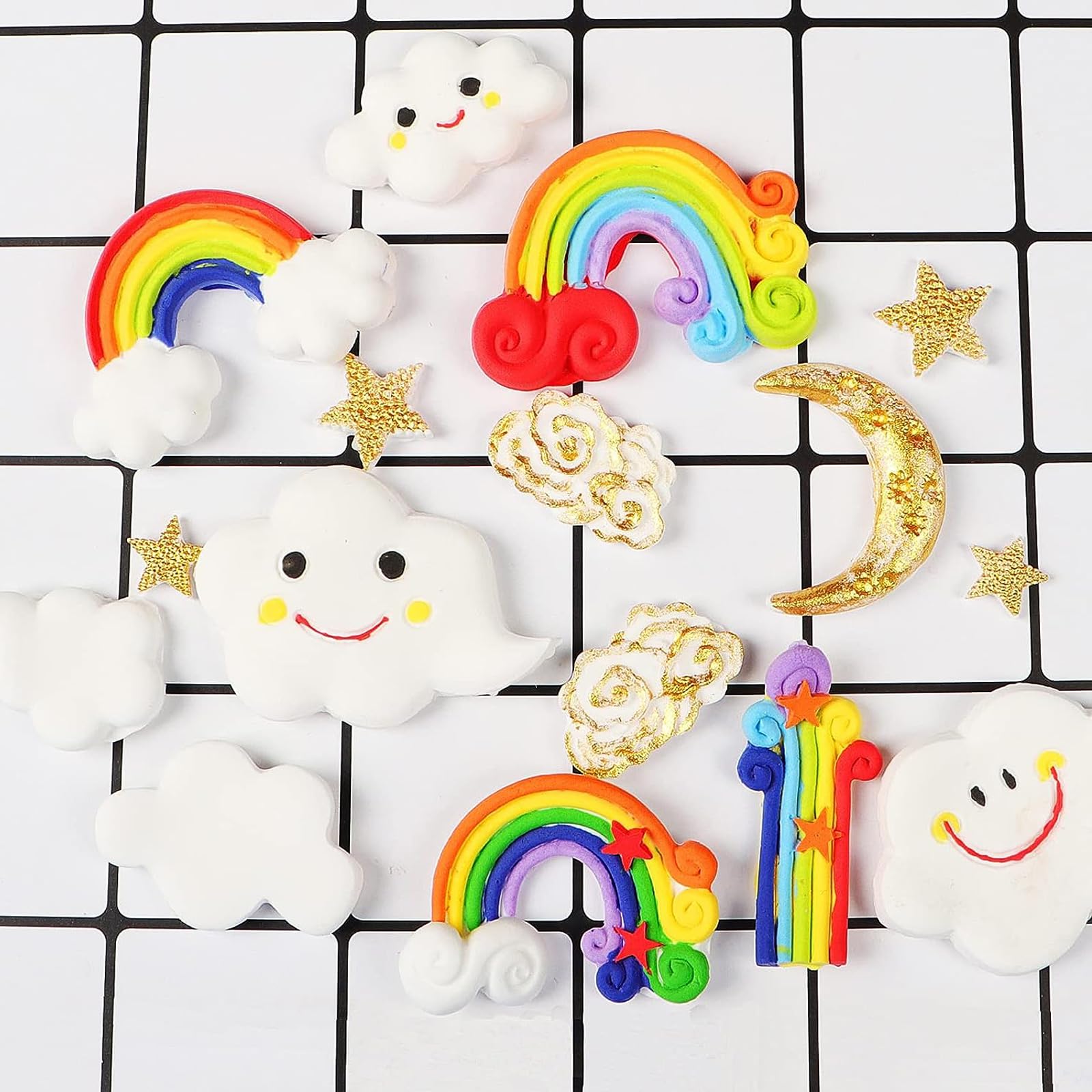 Rainbow Star Moon Clouds Shaped Silicone Fondant Molds 2Pcs Diy Candy Chocolate Decorating Mold For Cupcake Cookie Soap Candle P