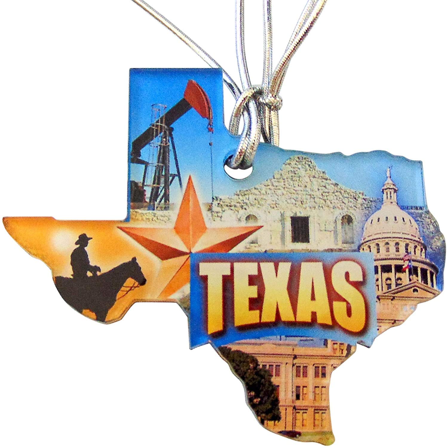 Texas Christmas Ornament Decoration Acrylic Christmas Tree Lone Star State Shape Souvenir Holiday Decoration Made in The USA