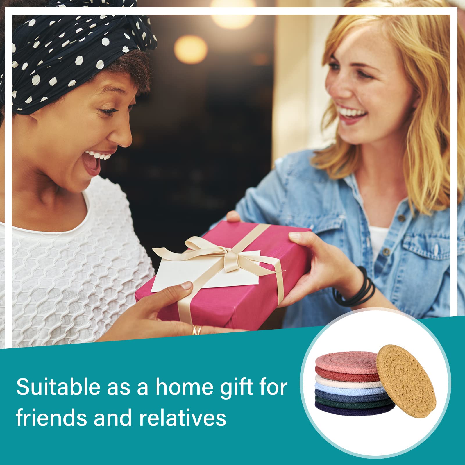 Tanlade 8 Pcs Absorbent Coasters for Drinks Heat Resistant Braided Coasters for Coffee Table Minimalist Cotton Woven Boho Coasters for Tabletop Protection Gift Home Decor (Multi Color  3.94 Inch)