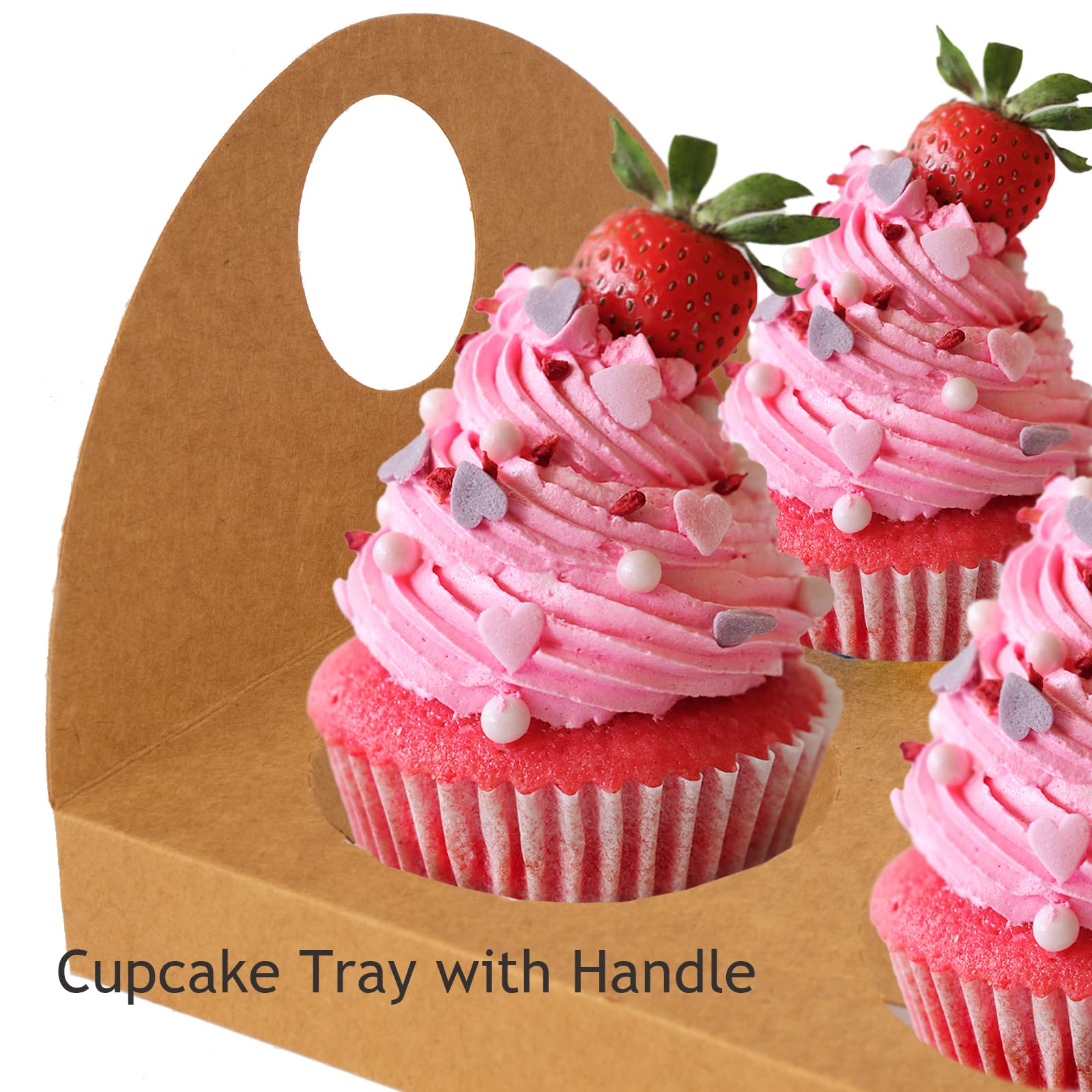 UnicoPak 20 Pack 10 x 6.8 x 4 Inch Tall Brown Cupcake Boxes with Handle Tray  Cupcake Boxes 6 Count  Extra Large Cupcake Boxes Bakery Boxes Muffin Boxes for Standard and High Creams Decorated Cupcakes Muffins Jumbo Cupcakes