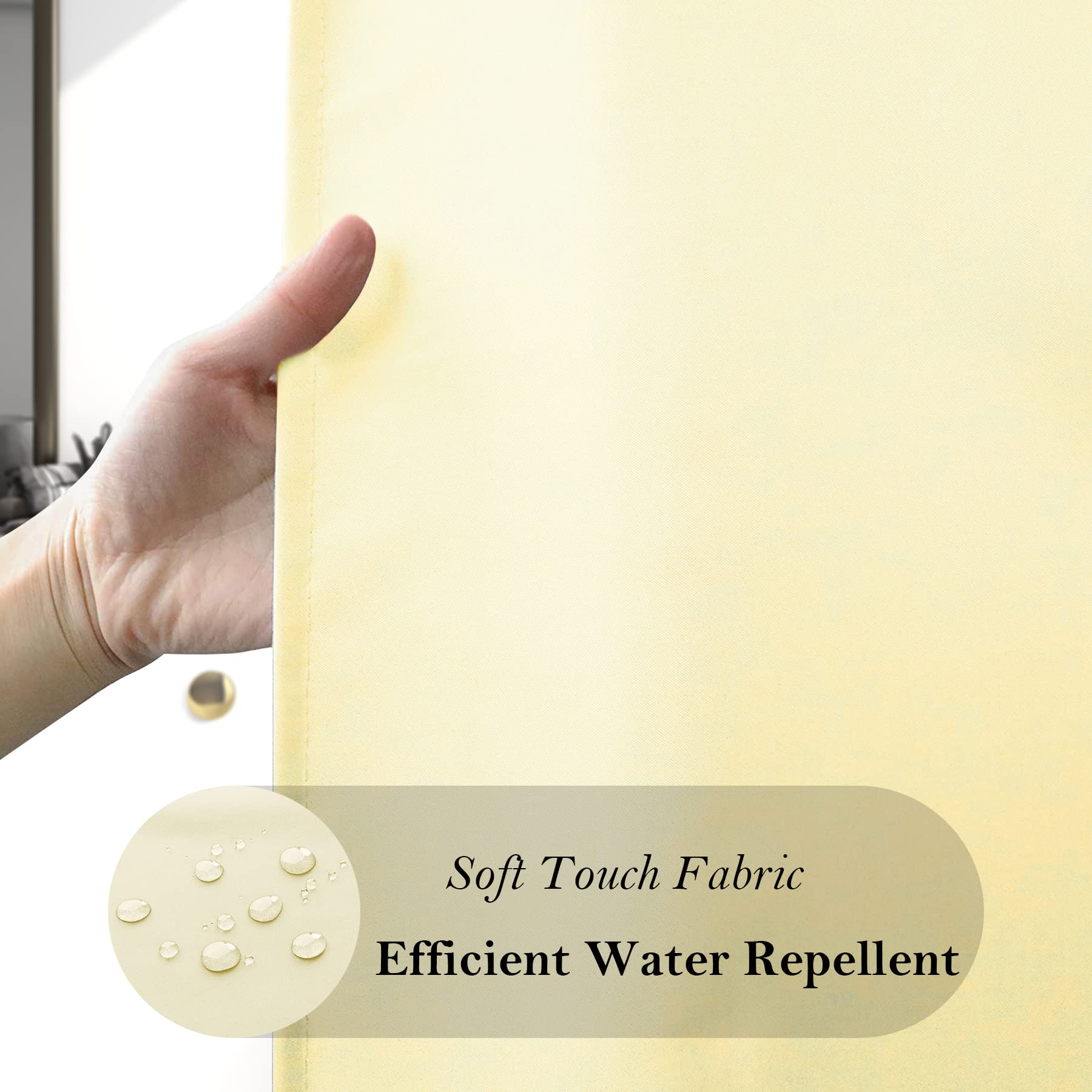 Aoohome Extra Long Fabric Shower Curtain, Polyester Solid Shower Curtain Liner For Hotel With Hooks, Weigthed Bottom, Water Repe