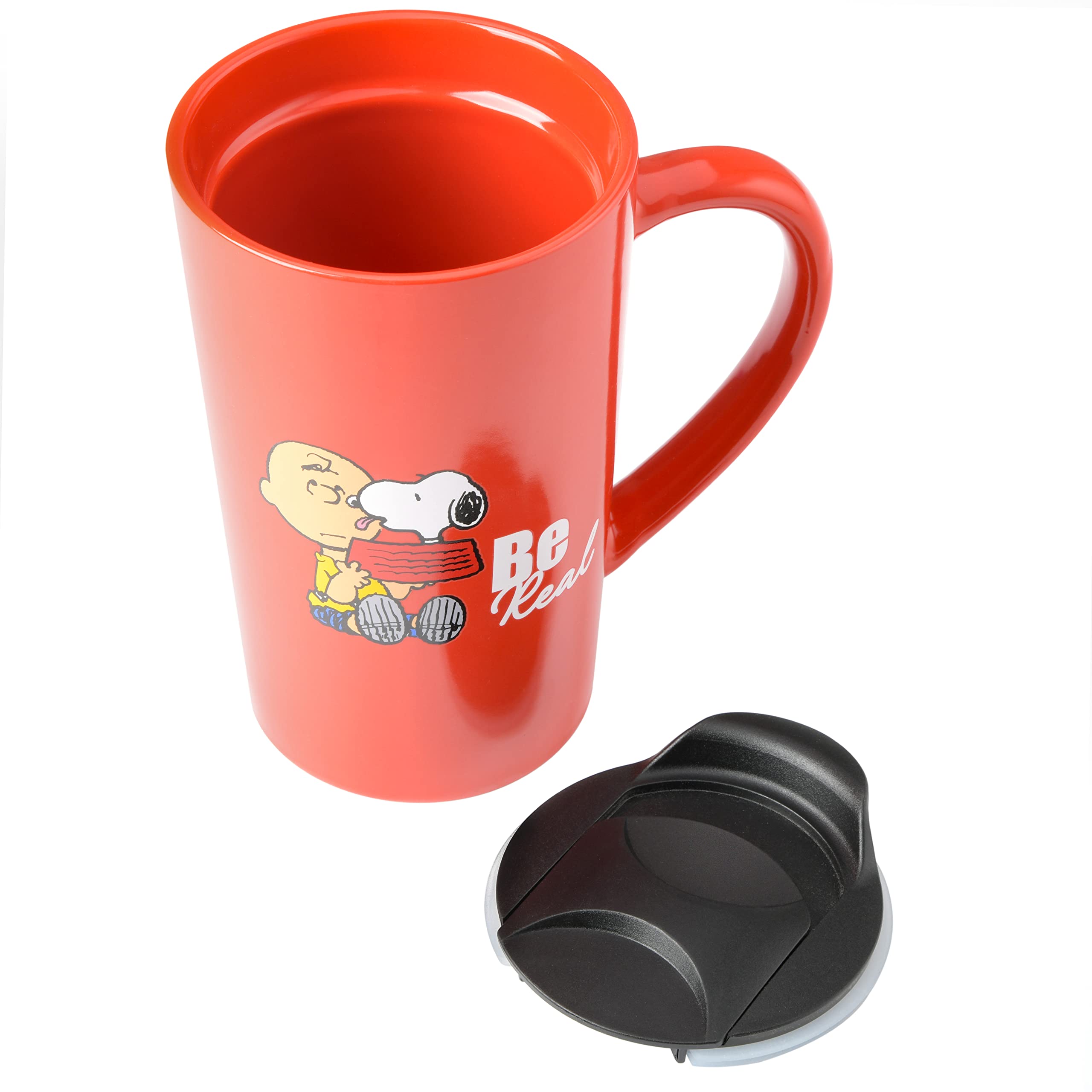 Peanuts Snoopy Gentle Reminders 18Oz Travel Cup W/Lid, Stoneware, 4-Pack, Assorted Colors