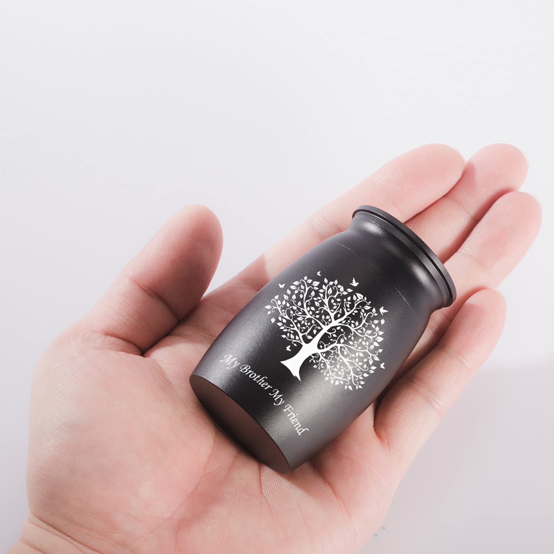 Urns for Brother Ashes, 2.8 High Small Funeral Cremation Urns, Handcrafted Black Memorial Keepsake Urn, Engraved My Brother My F