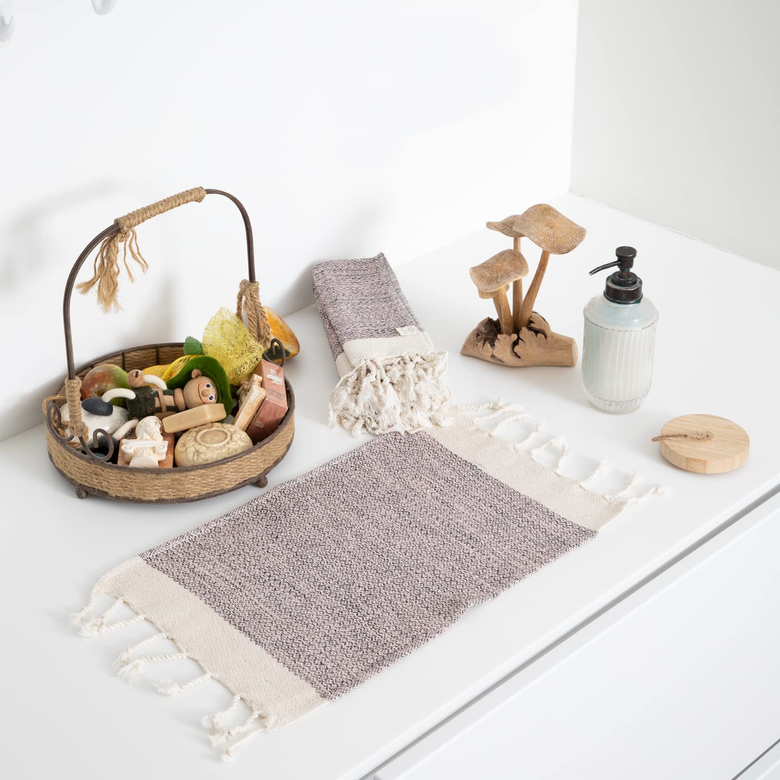 Smyrna Turkish Cotton Wash Cloths Pack of 6  100% Natural Cotton  12''x17''  Versatile Bath Towels for Bathroom  Hotel  SPA  Soft  Absorbent  Prewashed and Quick Dry Turkish Hand Towels (Blush Pink)