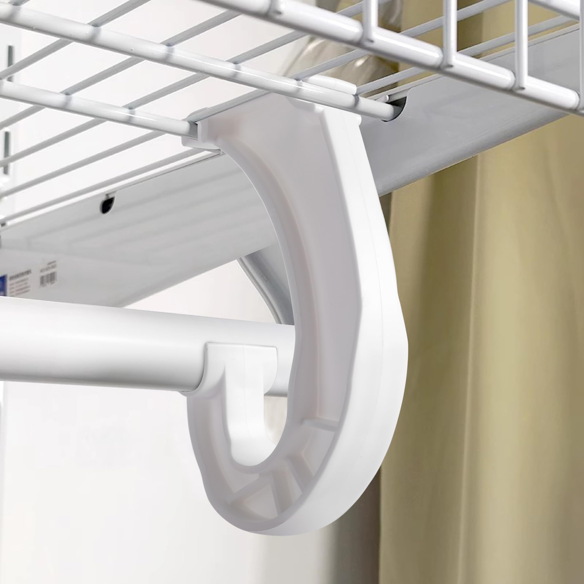 Moonoom 4Pcs Hanging Closet Rod Support,3/4 Closet Shelf Rod Holder,Sturdy J-Shaped Closet Brackets For Hanging Clothes,Cabinets