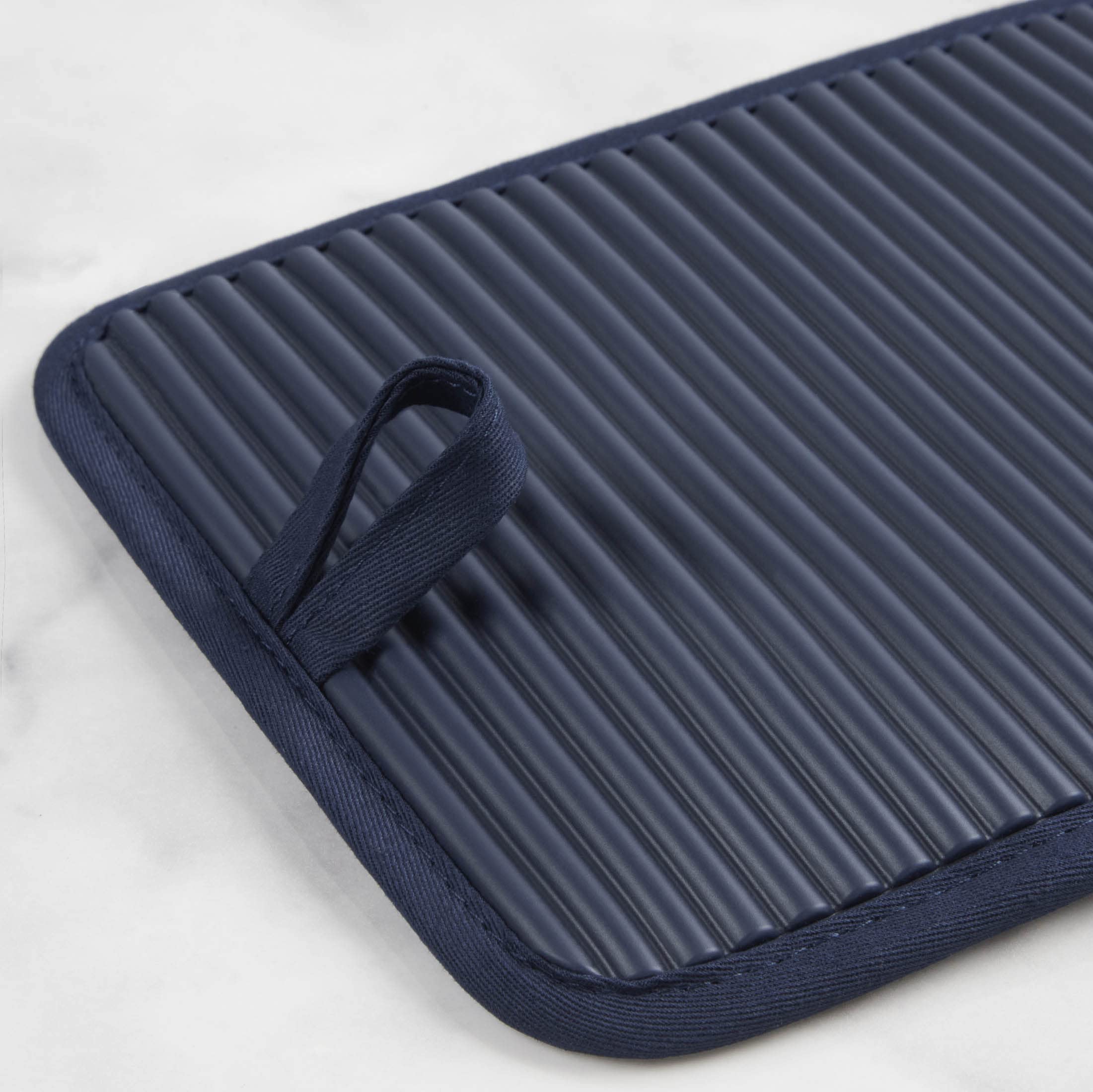 KitchenAid Ribbed Soft Silicone Pot Holder 2-Pack Set, Ink Blue, 7x9