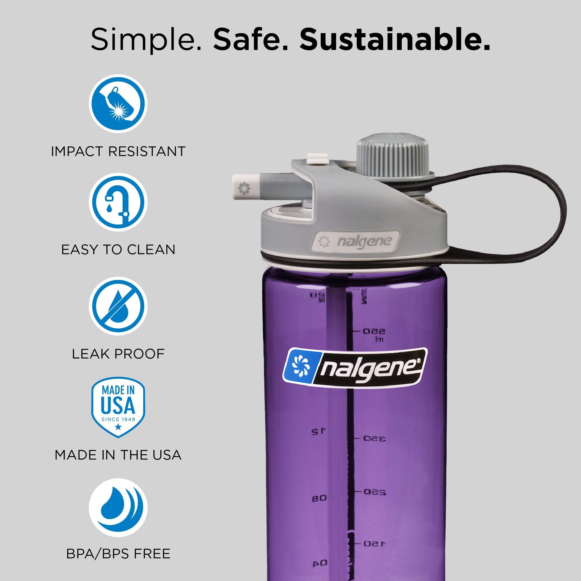 Nalgene Multidrink Bottle, Gray, 20 Oz
