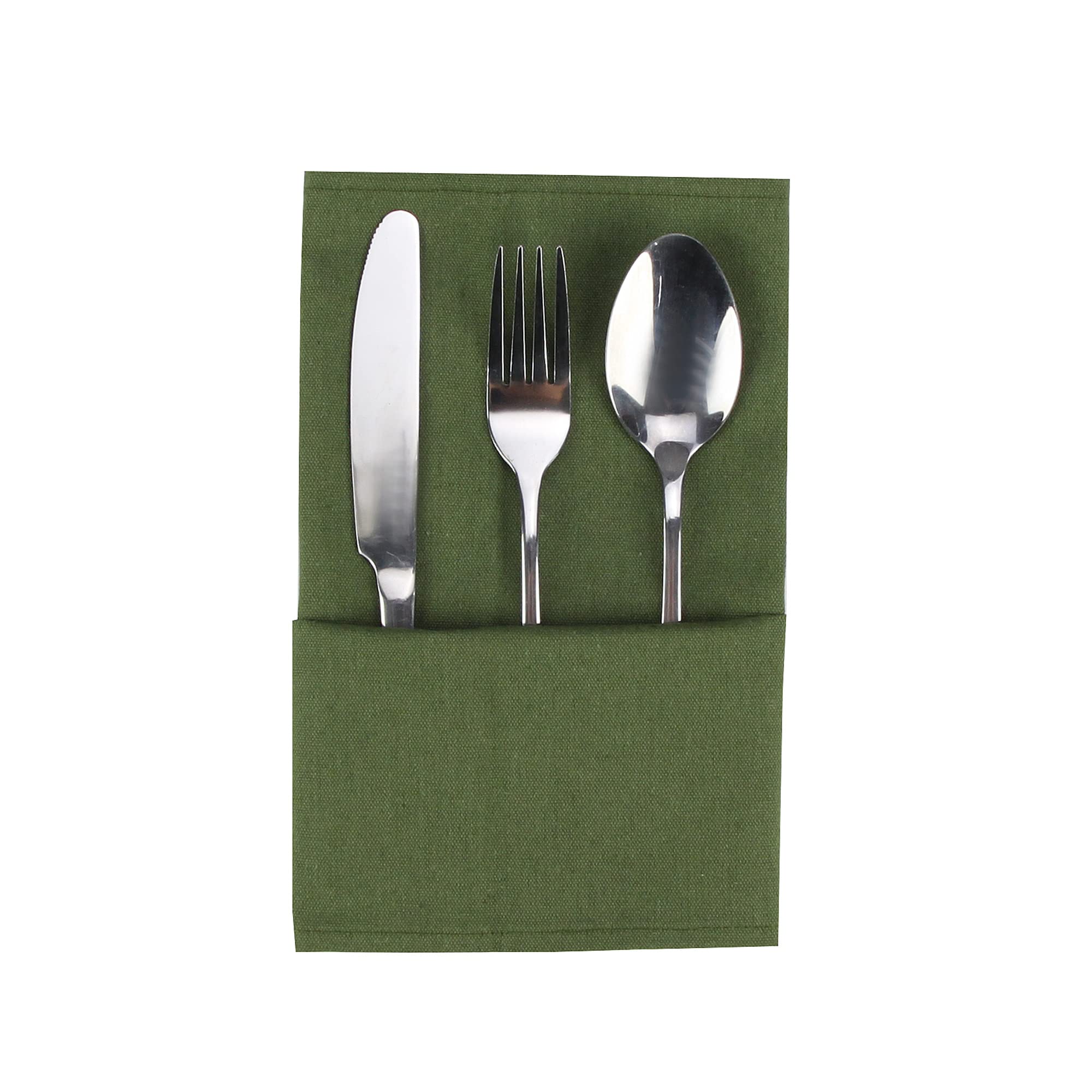 Infei Solid Color Cotton Blended Dinner Cloth Napkins - Set Of 12 (17 X 17 Inches) - For Events & Home Use (Army Green)