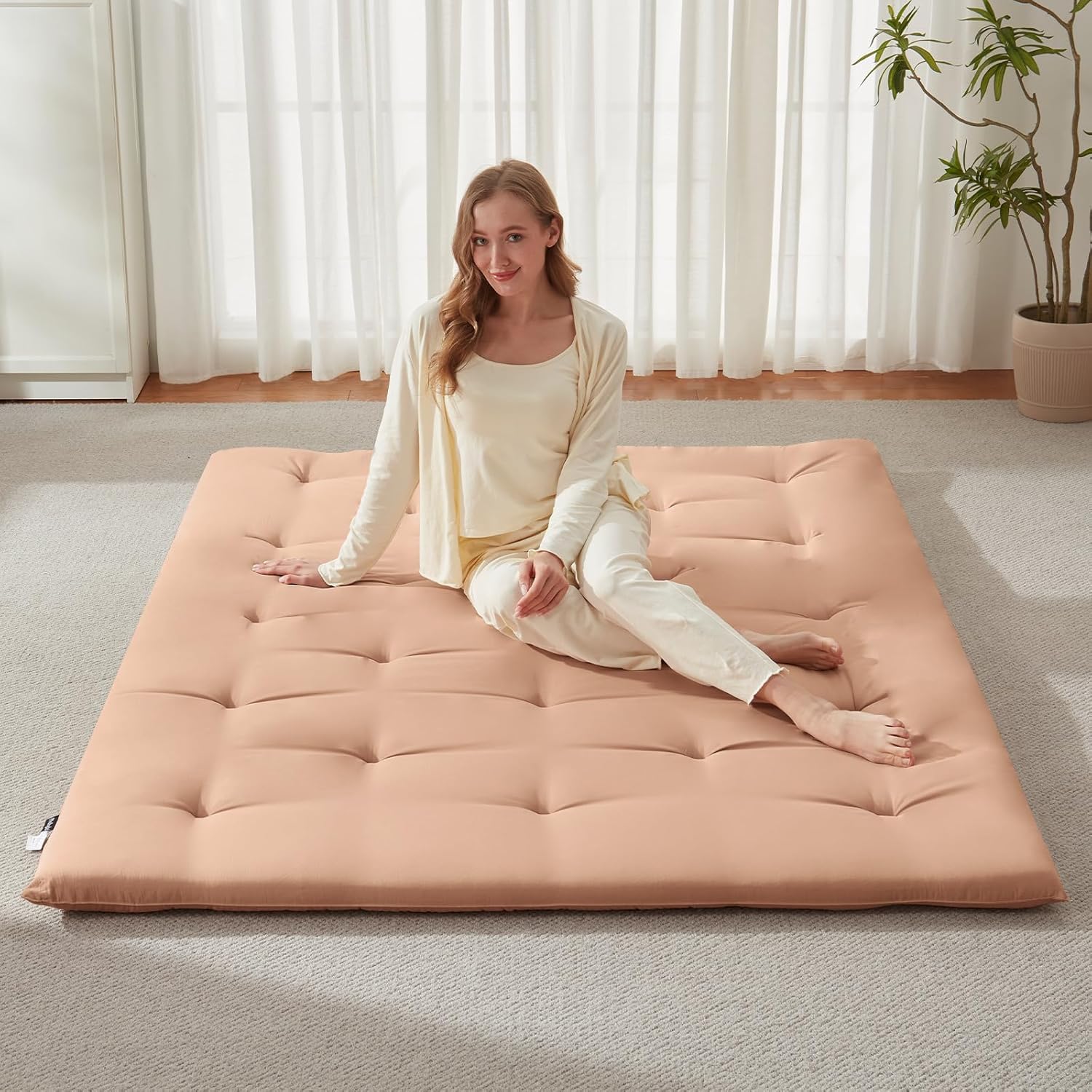 IMSMARTMART Mattress Japanese Floor Mattress, Foldable Futon Sleeping Mat, Tufted Design, Foldable Roll Up Tatami 2.5 Thicken F
