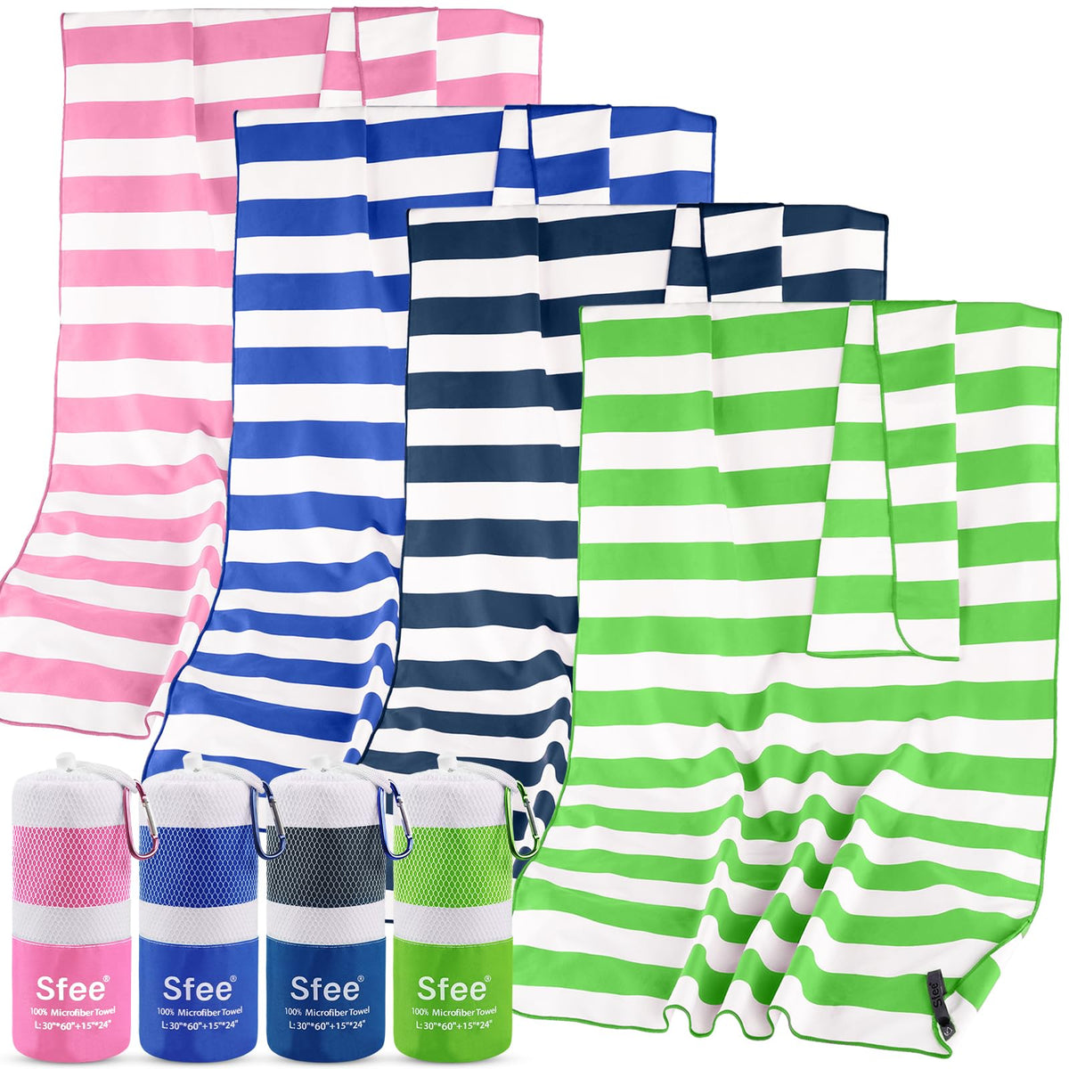 Sfee 2 In 1 Microfiber Beach Towel, Quick Dry Towel Camping Towel Travel Towel Super Absorbent Compact Lightweight Sports Towel