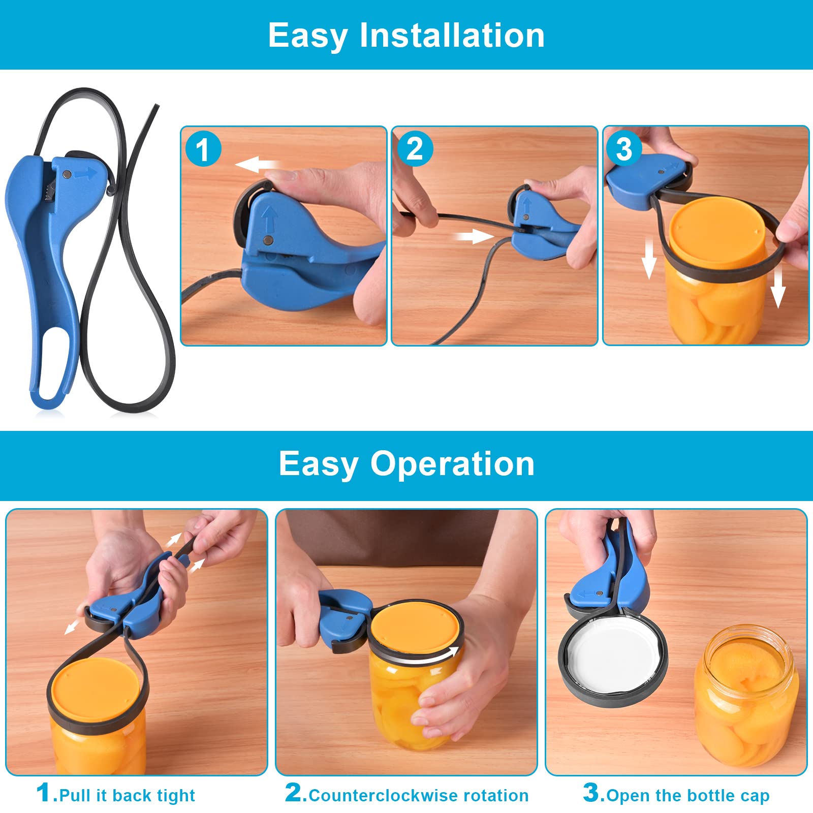 MSEONA Jar Opener for Weak Hands, Arthritis-Friendly, Plastic, Large, Blue, Model sd-01