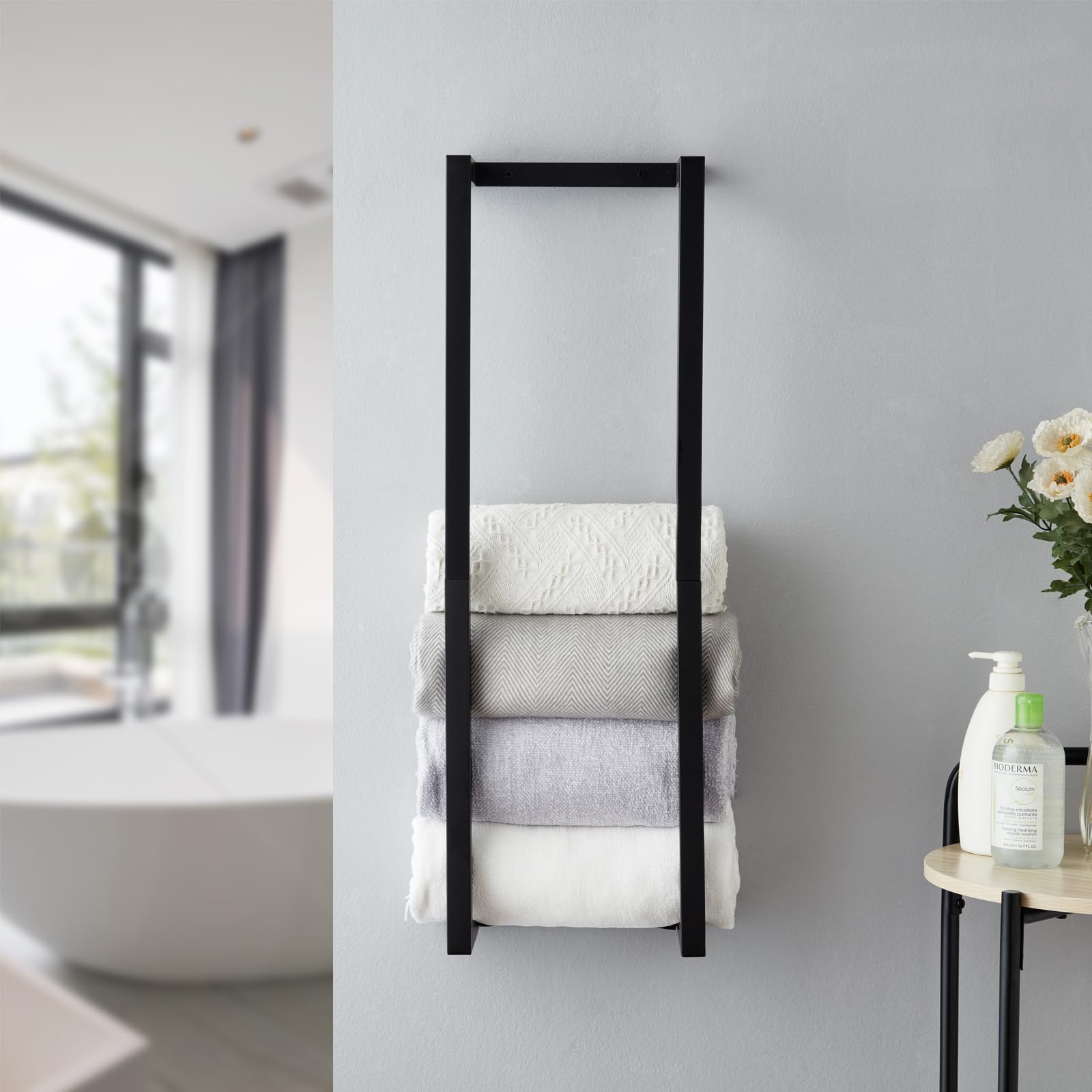 Towel Rack For Rolled Towels, Towel Rack For Bathroom,Wall Mounted Metal Bathroom Organizer, Bath Towel Holder Wall For Modern S