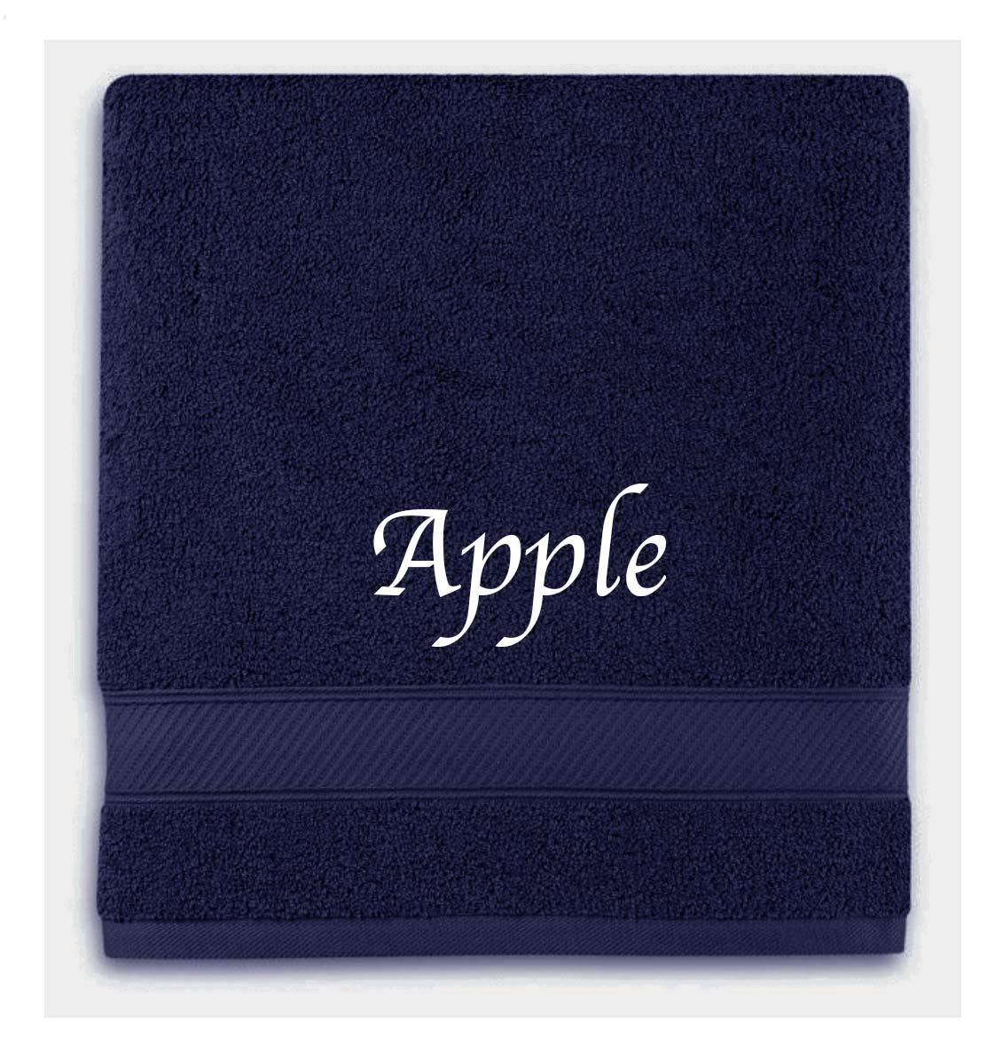 Liberty21 Monogrammed Personalized Bath Towel. Custom Embroidered Towel. (Dark Blue)