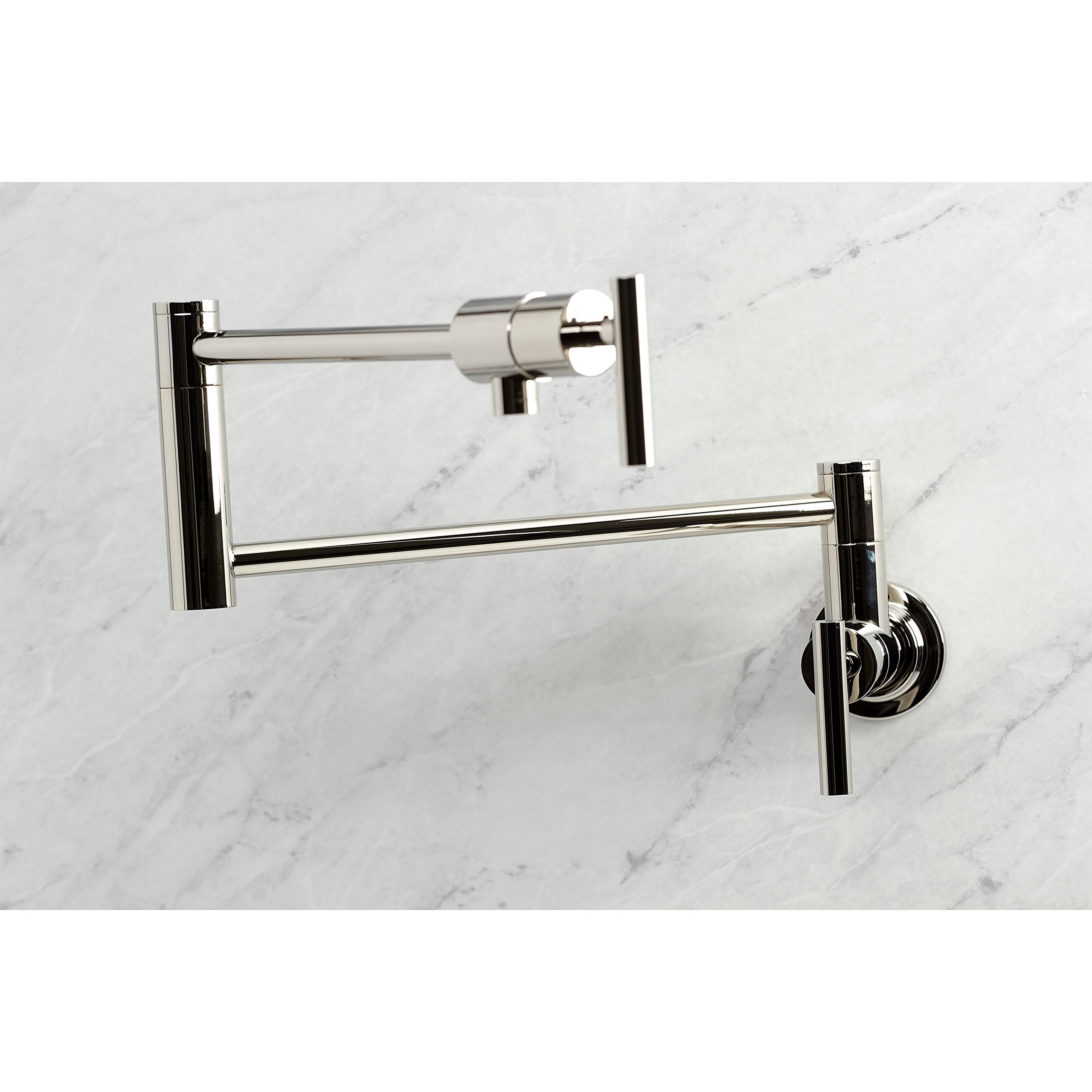 Kingston Brass Ks4106Cml Manhattan Pot Filler, Polished Nickel, 23.5 X 2.63 X 11.13